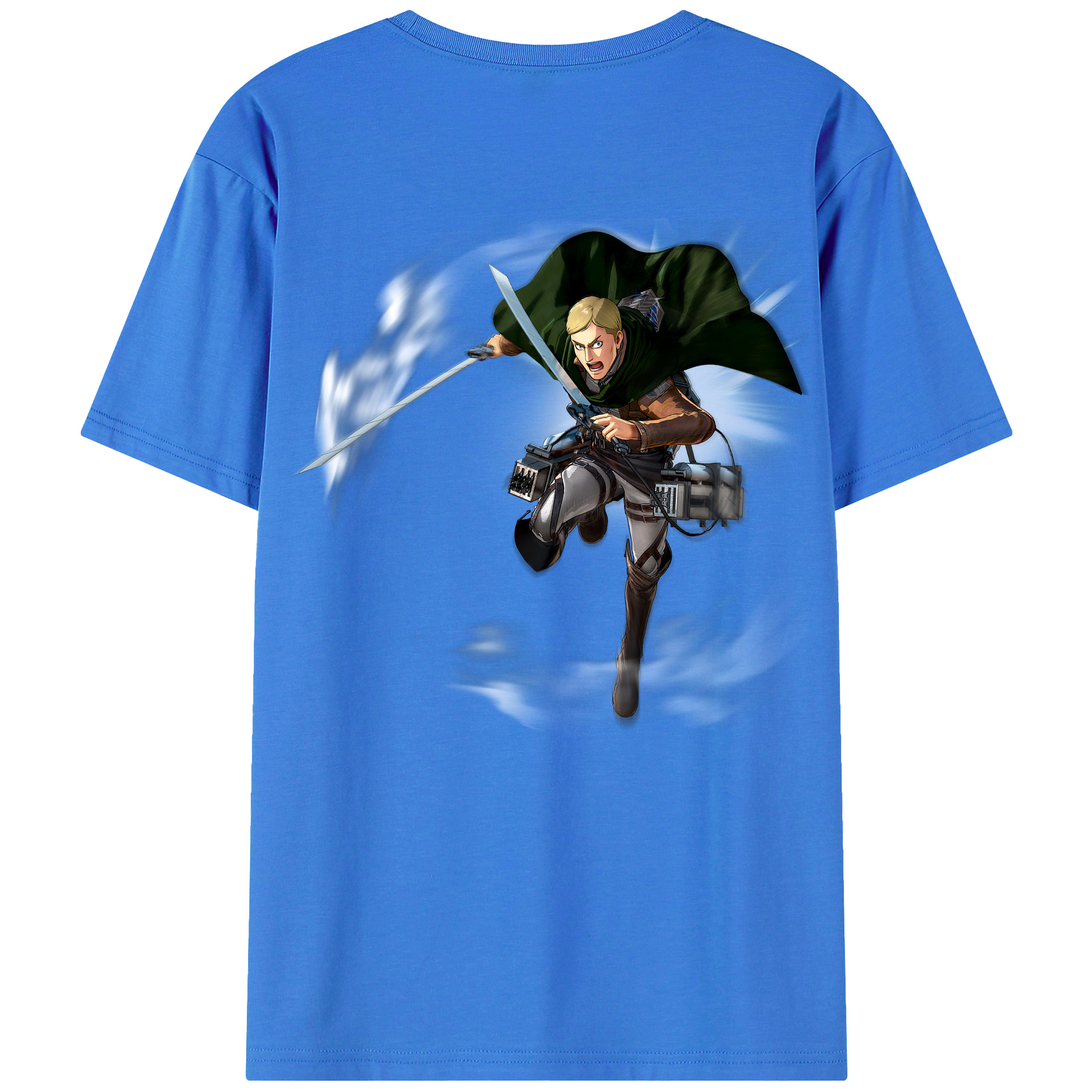 （画像用） 進撃の巨人 エルヴィン・スミス Attack on Titan Erwin Smith 綿100％ メンズ半袖Tシャツ（バックプリント） 通気性