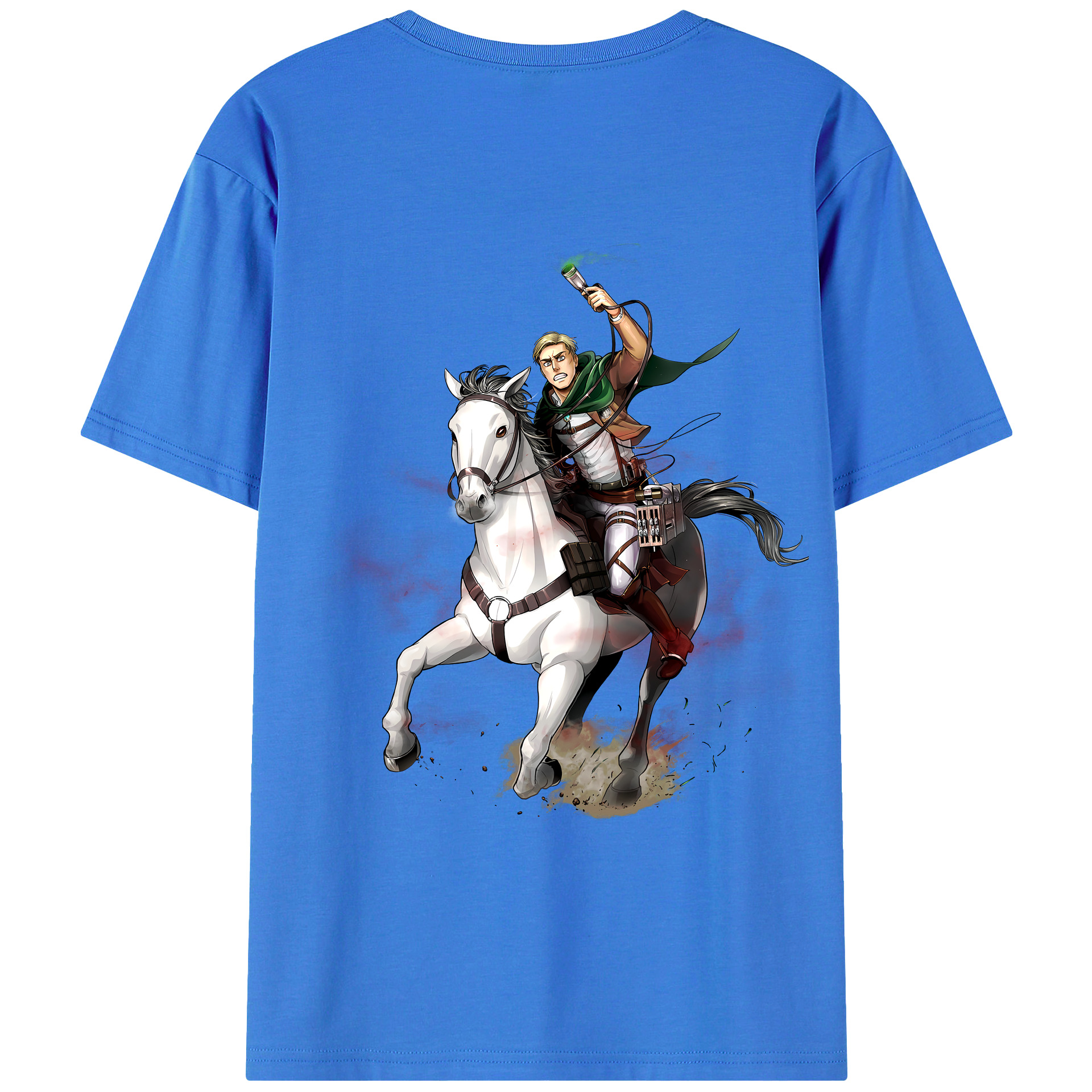 （画像用） 進撃の巨人 エルヴィン・スミス Attack on Titan Erwin Smith 綿100％ メンズ半袖Tシャツ（バックプリント） 通気性