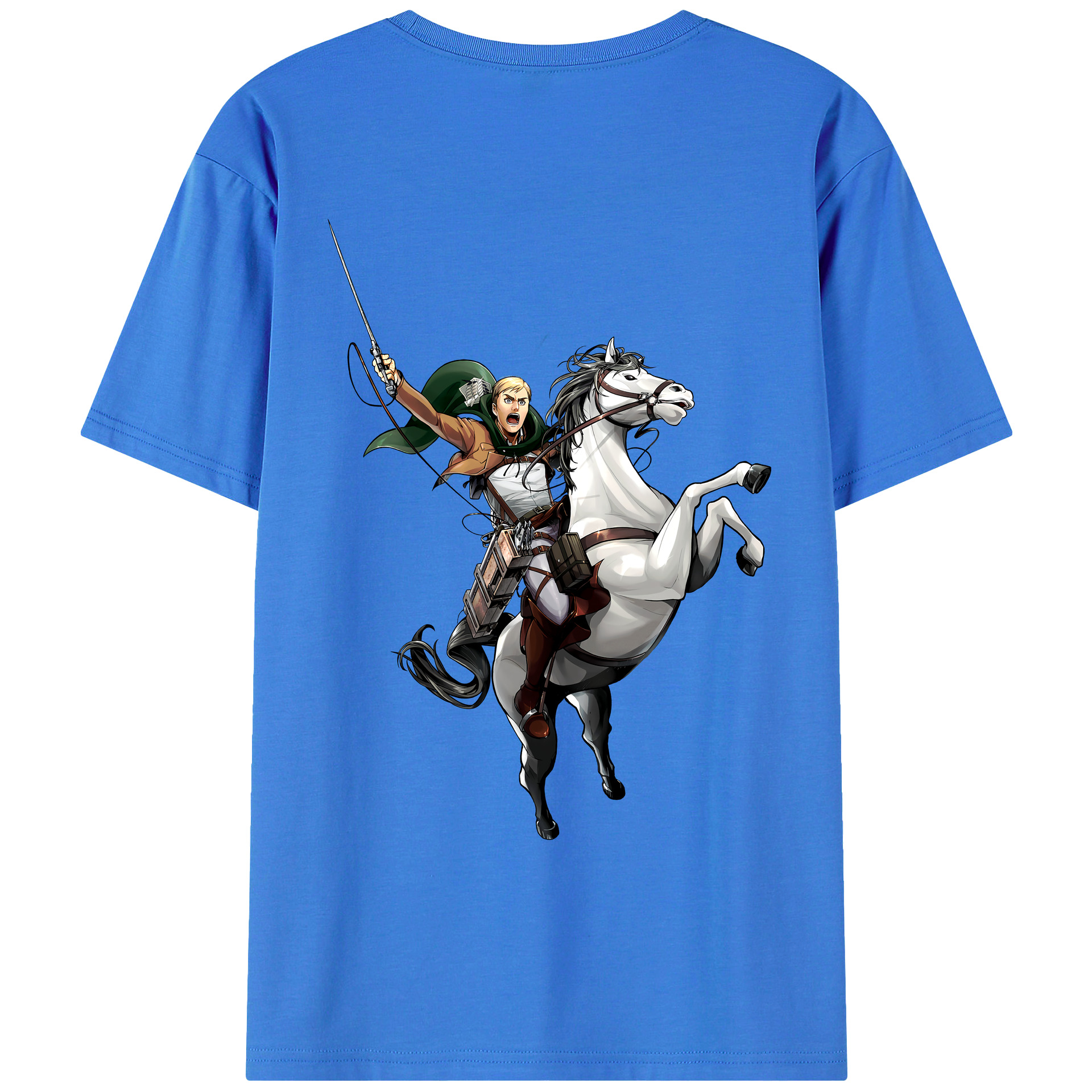 （画像用） 進撃の巨人 エルヴィン・スミス Attack on Titan Erwin Smith 綿100％ メンズ半袖Tシャツ（バックプリント） 通気性