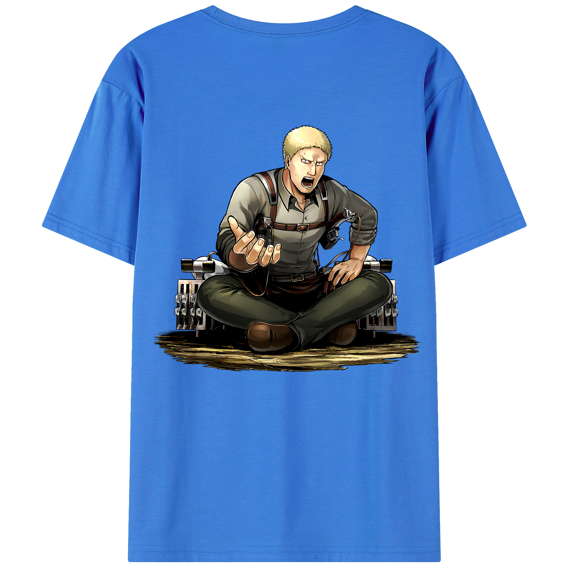 （画像用） 進撃の巨人 ライナー・ブラウン Attack on Titan Reiner Braun 綿100％ メンズ半袖Tシャツ（バックプリント） 通気性