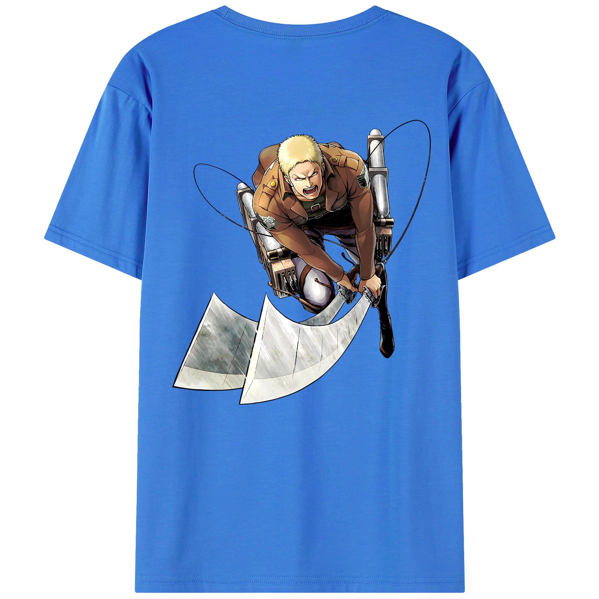 （画像用） 進撃の巨人 ライナー・ブラウン Attack on Titan Reiner Braun 綿100％ メンズ半袖Tシャツ（バックプリント） 通気性
