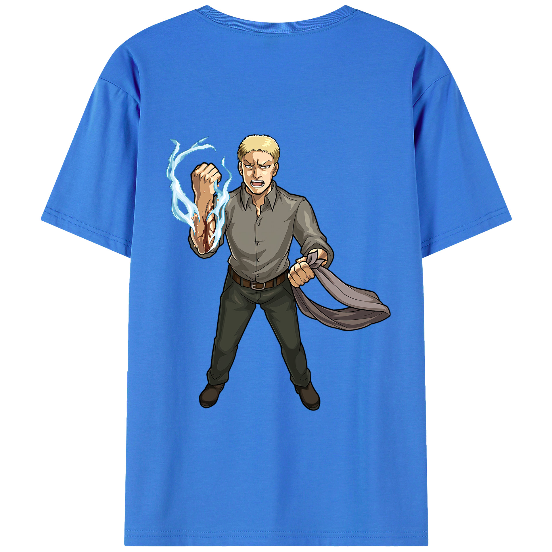 （画像用） 進撃の巨人 ライナー・ブラウン Attack on Titan Reiner Braun 綿100％ メンズ半袖Tシャツ（バックプリント） 通気性