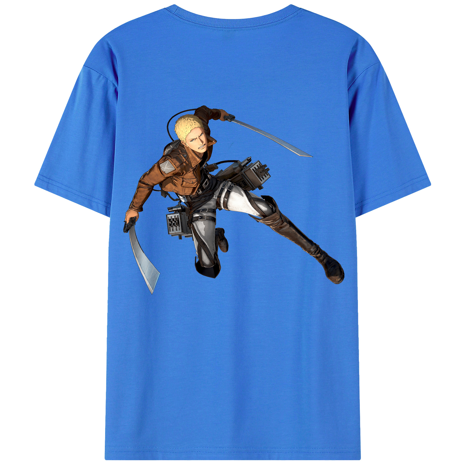 （画像用） 進撃の巨人 ライナー・ブラウン Attack on Titan Reiner Braun 綿100％ メンズ半袖Tシャツ（バックプリント） 通気性