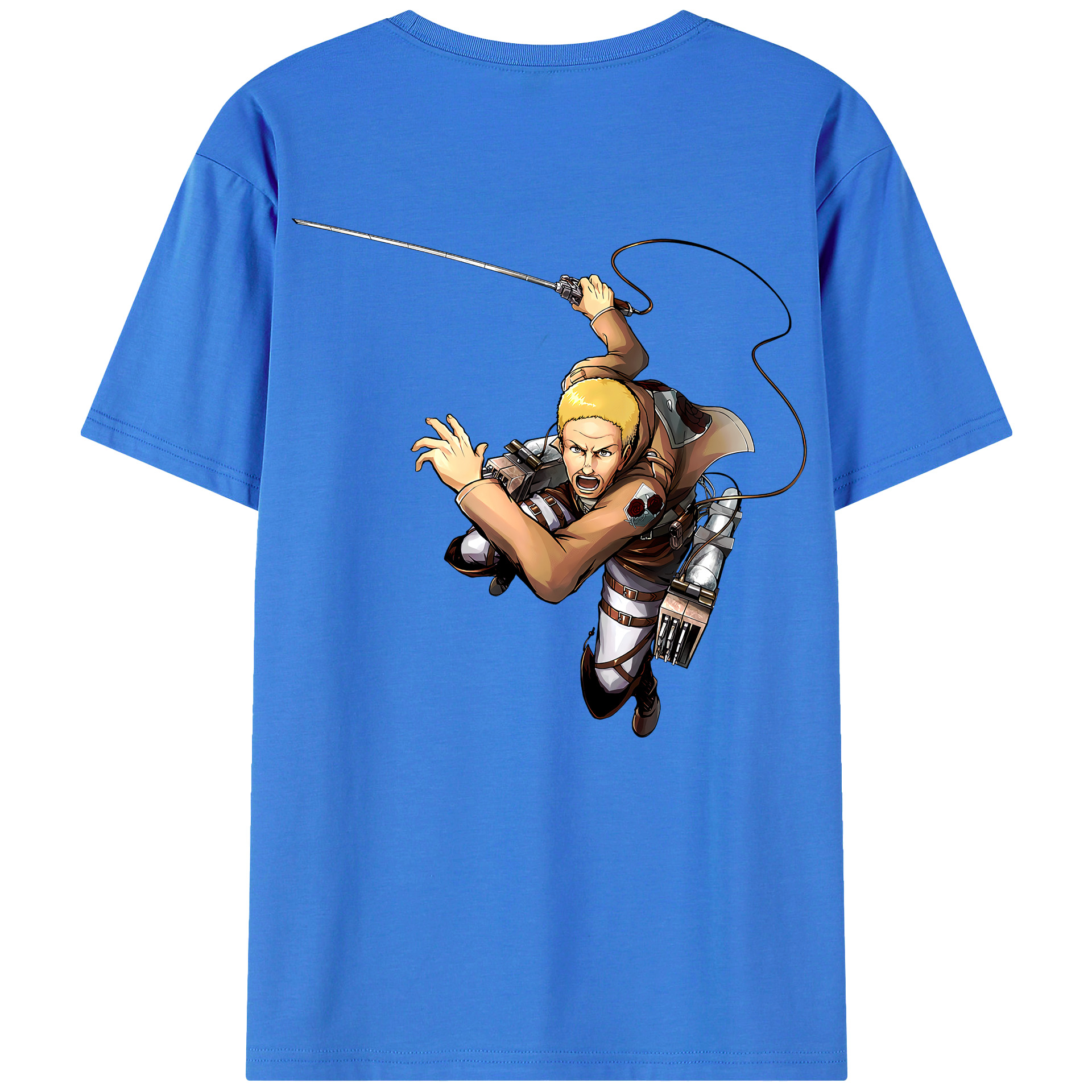 （画像用） 進撃の巨人 ハンネス Attack on Titan Hannes 綿100％ メンズ半袖Tシャツ（バックプリント） 通気性