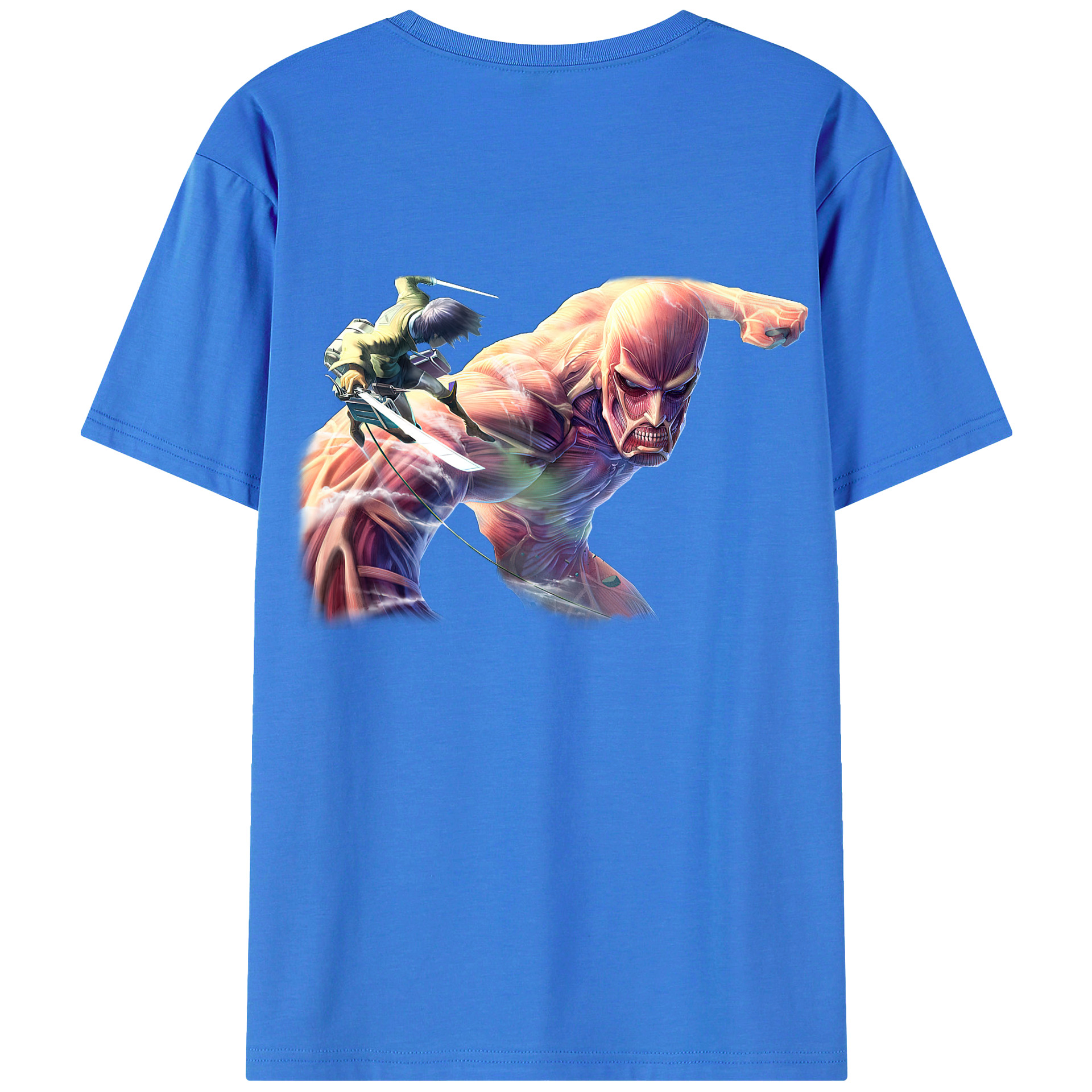 （画像用） 進撃の巨人 Attack on Titan 綿100％ メンズ半袖Tシャツ（バックプリント） 通気性