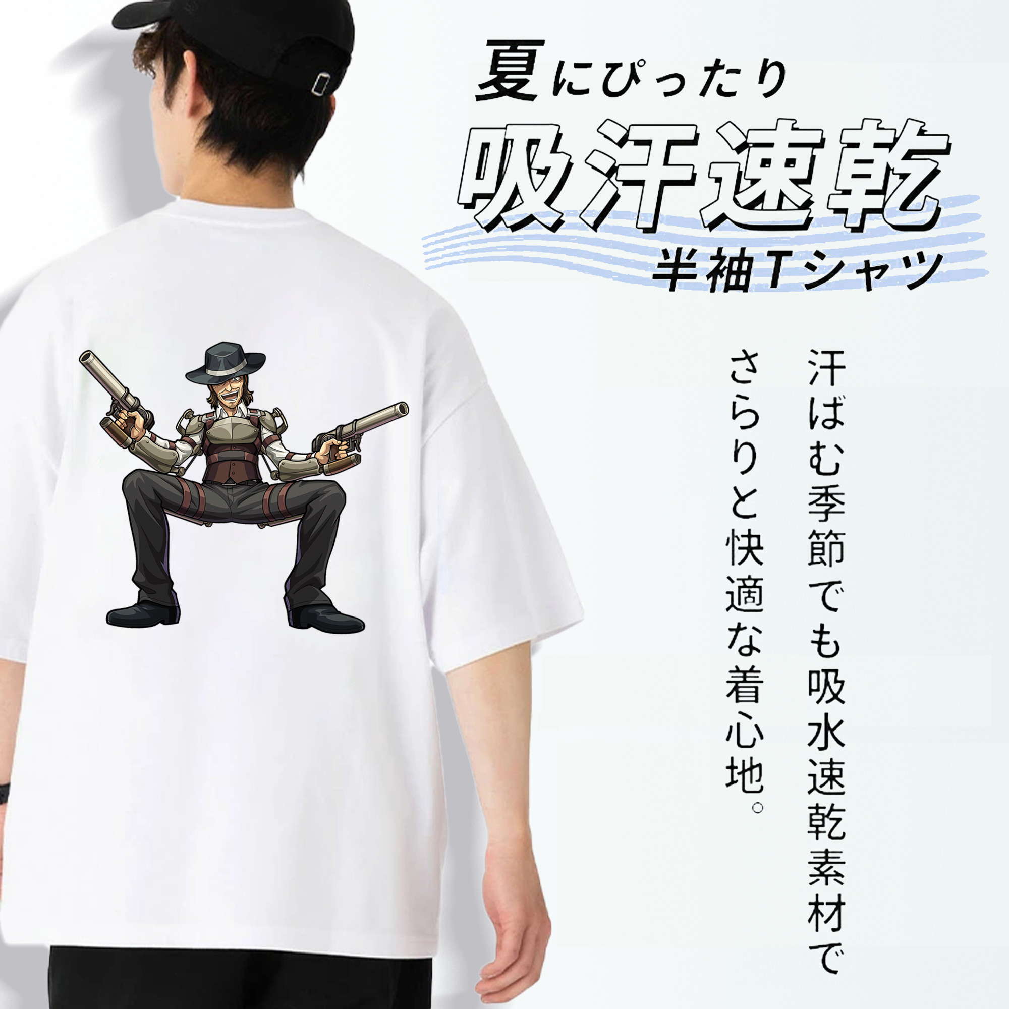 進撃の巨人 ケニー·アッカーマン Attack on Titan Kenny Ackerman 綿100％ メンズ半袖Tシャツ（バックプリント） 通気性