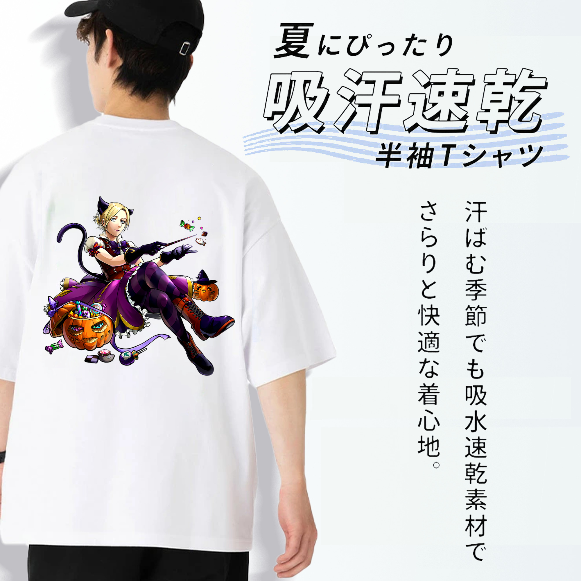 進撃の巨人 アニ・レオンハート Attack on Titan Annie Leonhart 綿100％ メンズ半袖Tシャツ（バックプリント） 通気性