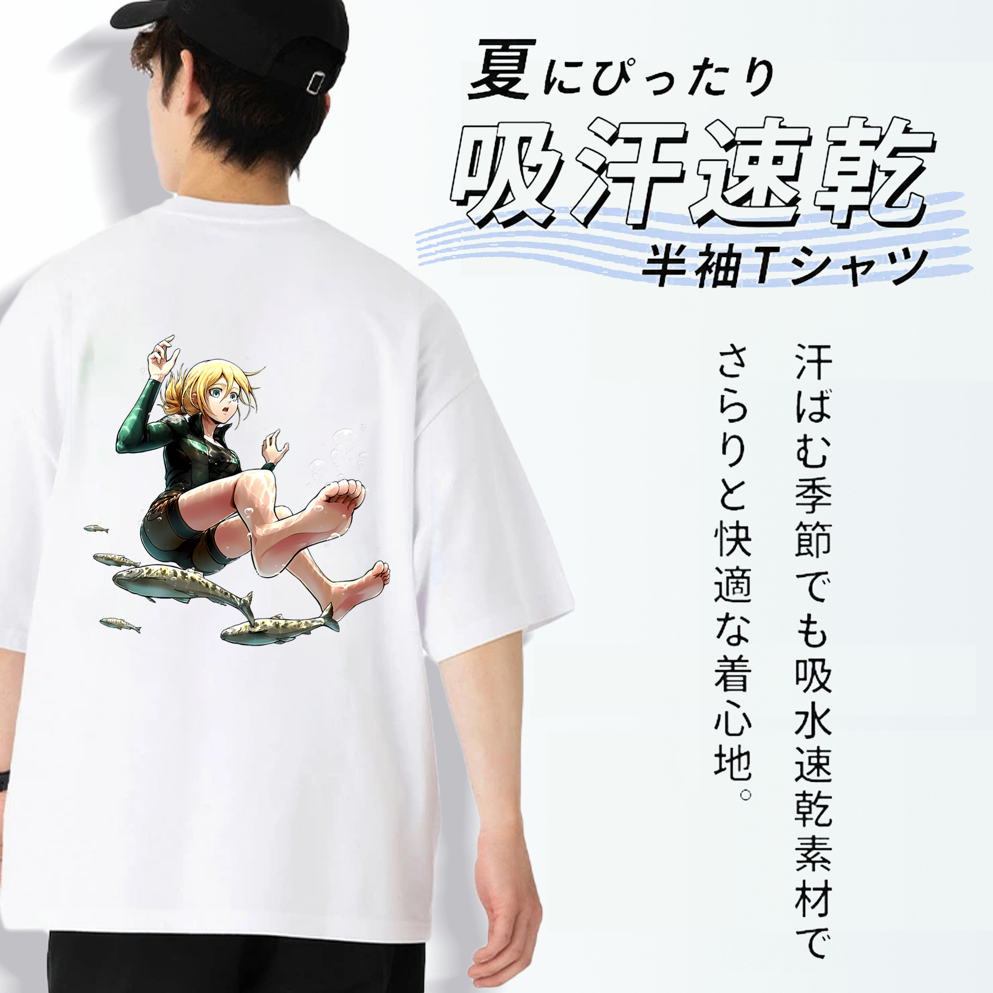 進撃の巨人 クリスタ·レンズ Attack on Titan Christa Lenz 綿100％ メンズ半袖Tシャツ（バックプリント） 通気性