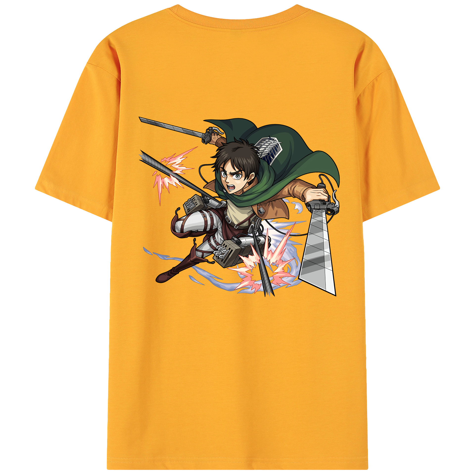 （画像用） 進撃の巨人 エレン･イェーガー Attack on Titan Eren Jäger 綿100％ メンズ半袖Tシャツ（バックプリント） 通気性