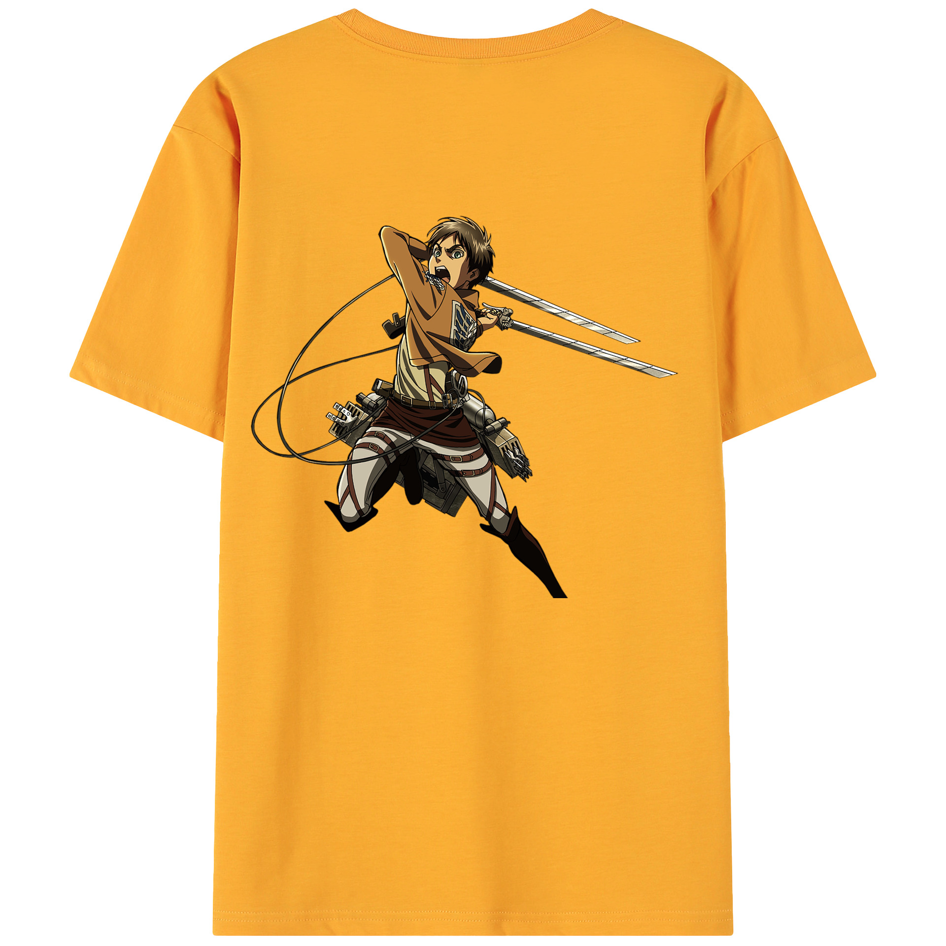 （画像用） 進撃の巨人 エレン･イェーガー Attack on Titan Eren Jäger 綿100％ メンズ半袖Tシャツ（バックプリント） 通気性