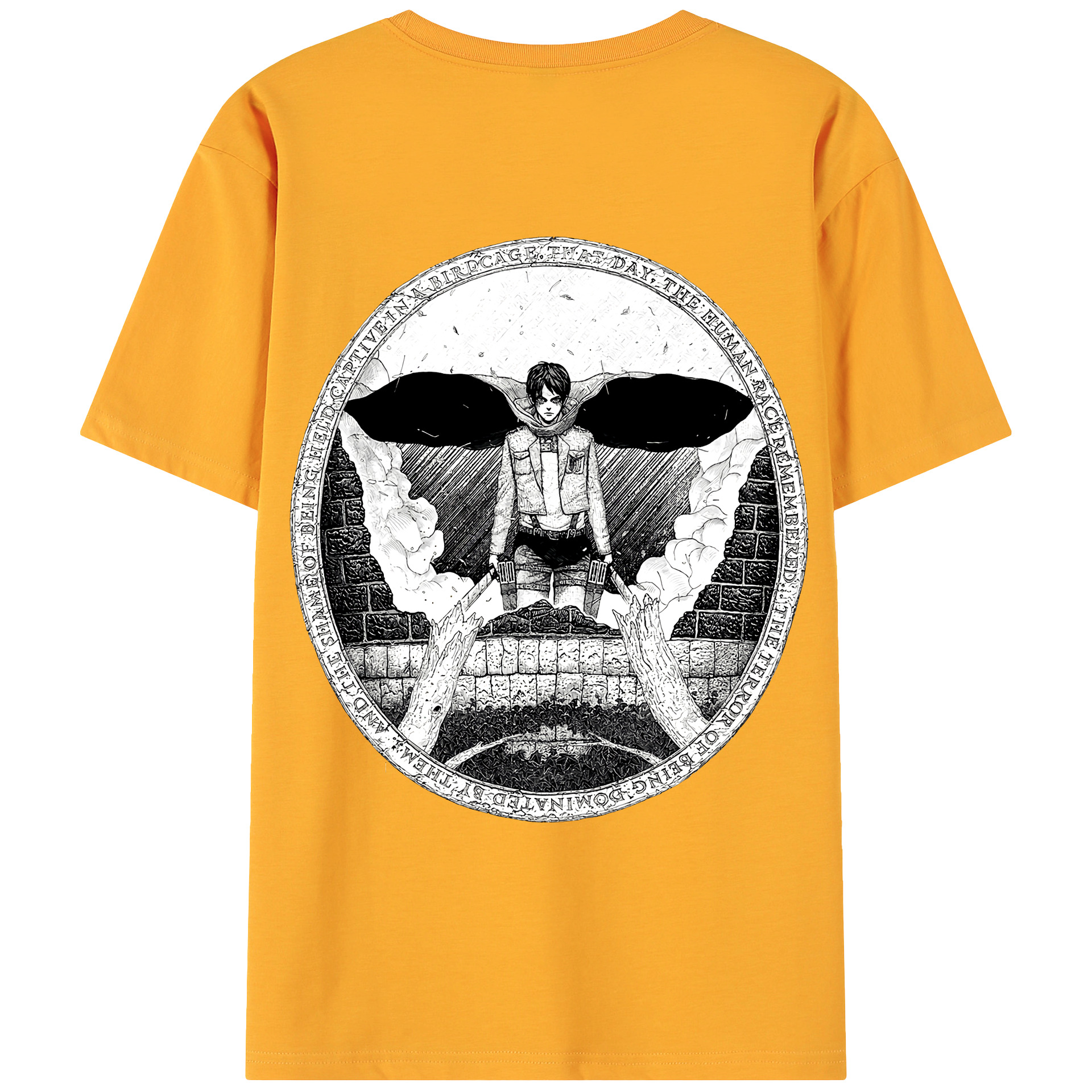 （画像用） 進撃の巨人 エレン･イェーガー Attack on Titan Eren Jäger 綿100％ メンズ半袖Tシャツ（バックプリント） 通気性