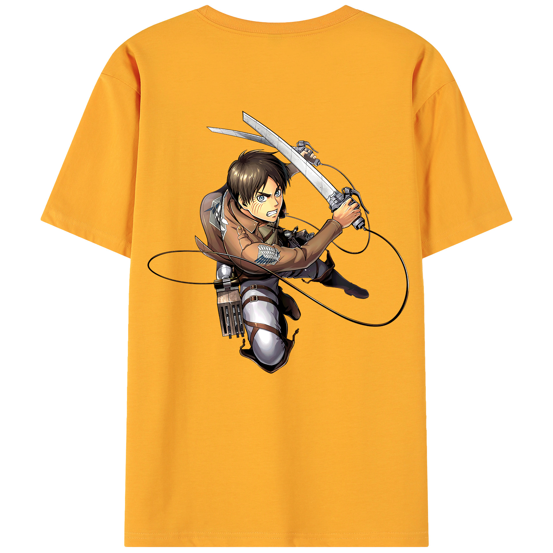 （画像用） 進撃の巨人 エレン･イェーガー Attack on Titan Eren Jäger 綿100％ メンズ半袖Tシャツ（バックプリント） 通気性