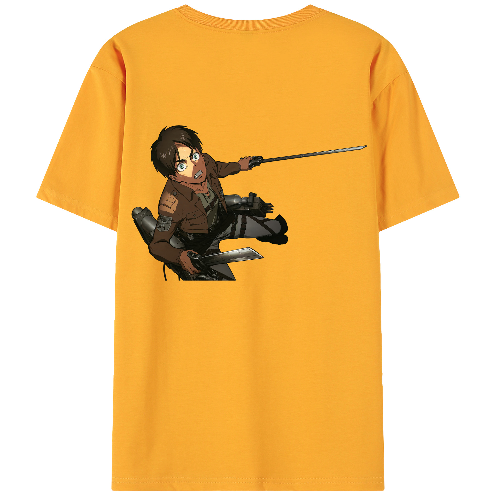 （画像用） 進撃の巨人 エレン･イェーガー Attack on Titan Eren Jäger 綿100％ メンズ半袖Tシャツ（バックプリント） 通気性