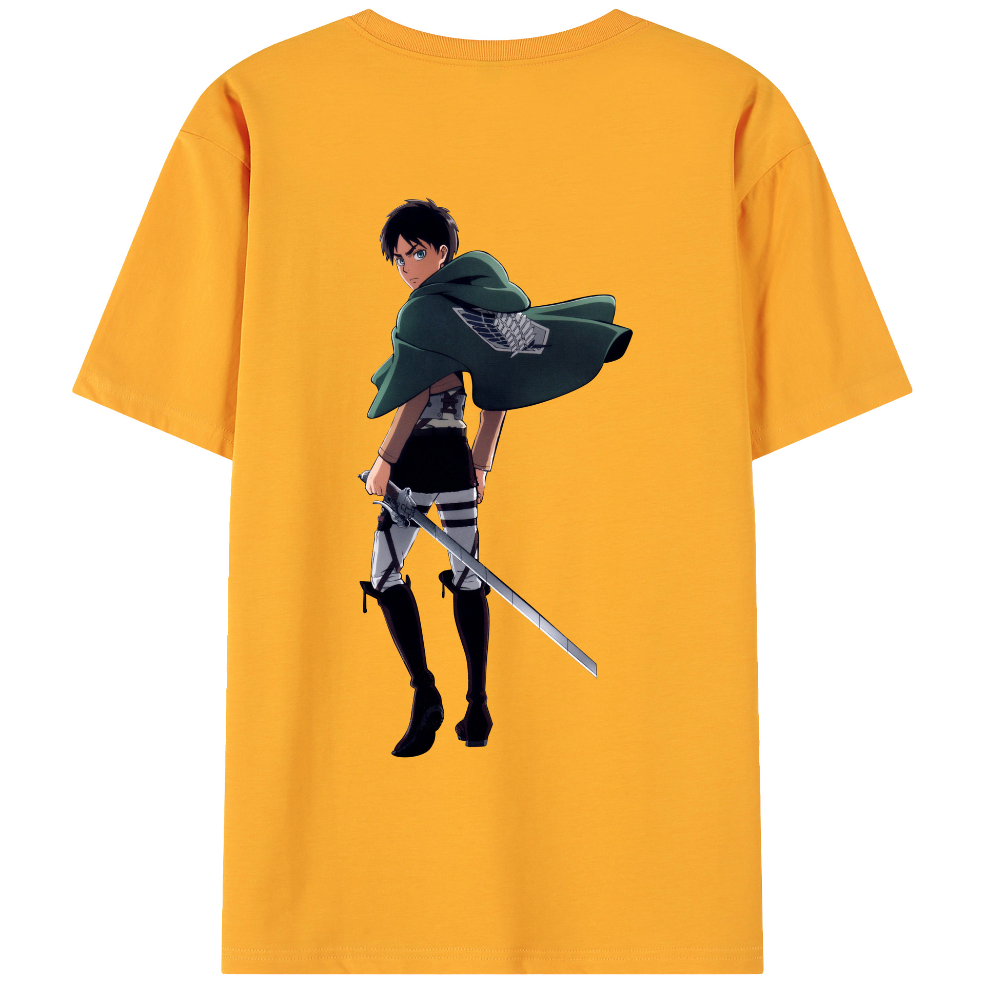 （画像用） 進撃の巨人 エレン･イェーガー Attack on Titan Eren Jäger 綿100％ メンズ半袖Tシャツ（バックプリント） 通気性
