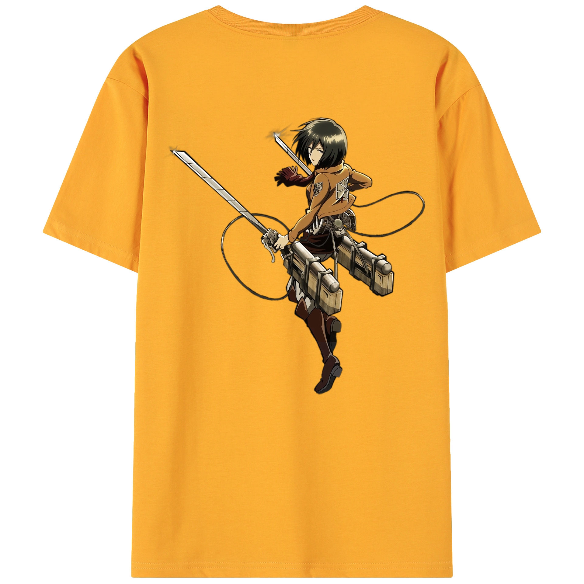（画像用） 進撃の巨人 ミカサ·アッカーマン Attack on Titan Mikasa Ackerman 綿100％ メンズ半袖Tシャツ（バックプリント） 通気性