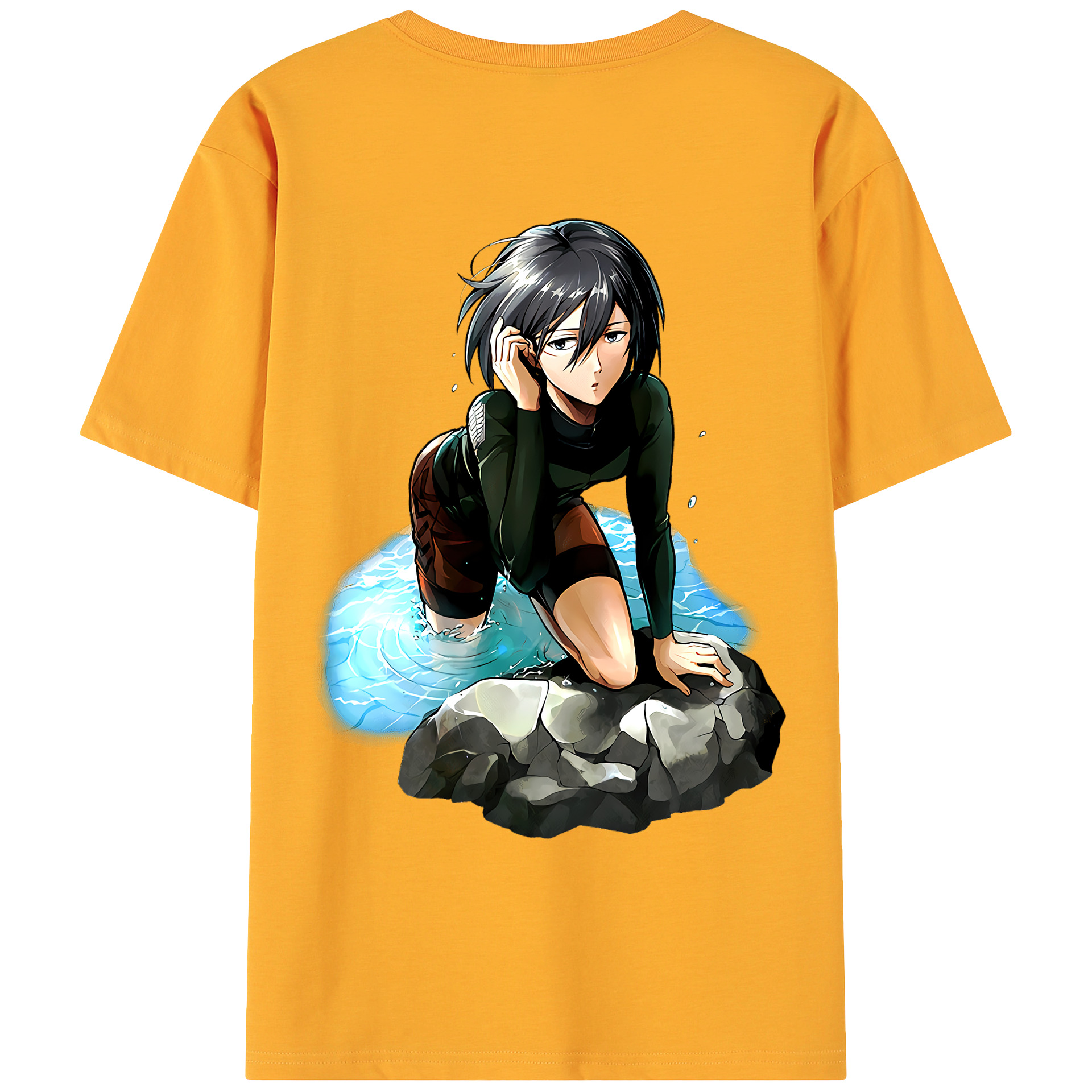 （画像用） 進撃の巨人 ミカサ·アッカーマン Attack on Titan Mikasa Ackerman 綿100％ メンズ半袖Tシャツ（バックプリント） 通気性