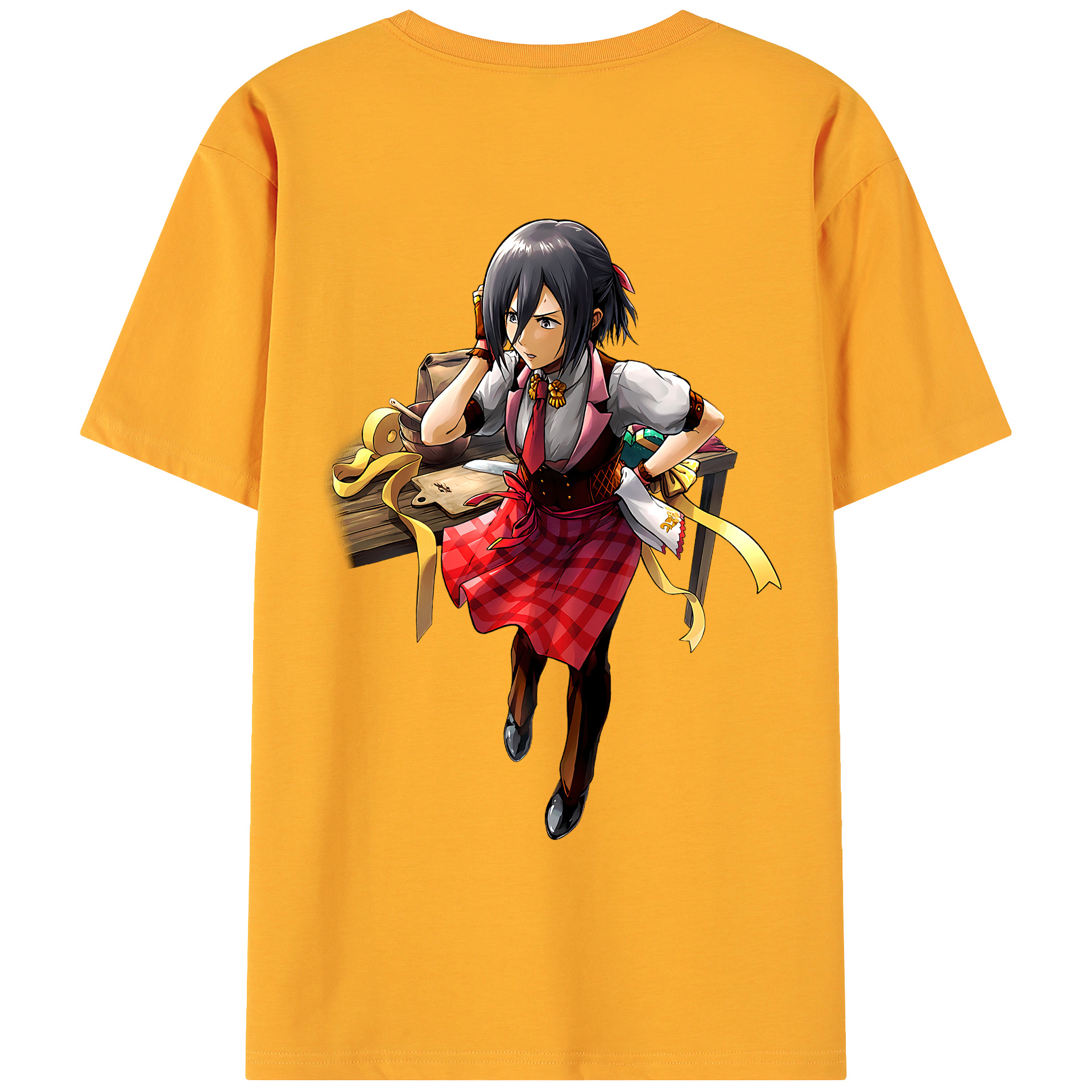 （画像用） 進撃の巨人 ミカサ·アッカーマン Attack on Titan Mikasa Ackerman 綿100％ メンズ半袖Tシャツ（バックプリント） 通気性