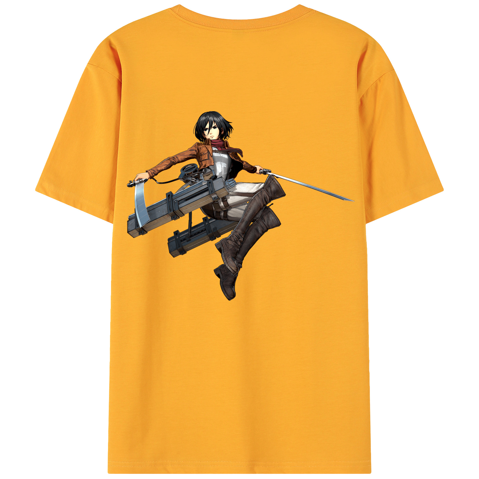 （画像用） 進撃の巨人 ミカサ·アッカーマン Attack on Titan Mikasa Ackerman 綿100％ メンズ半袖Tシャツ（バックプリント） 通気性