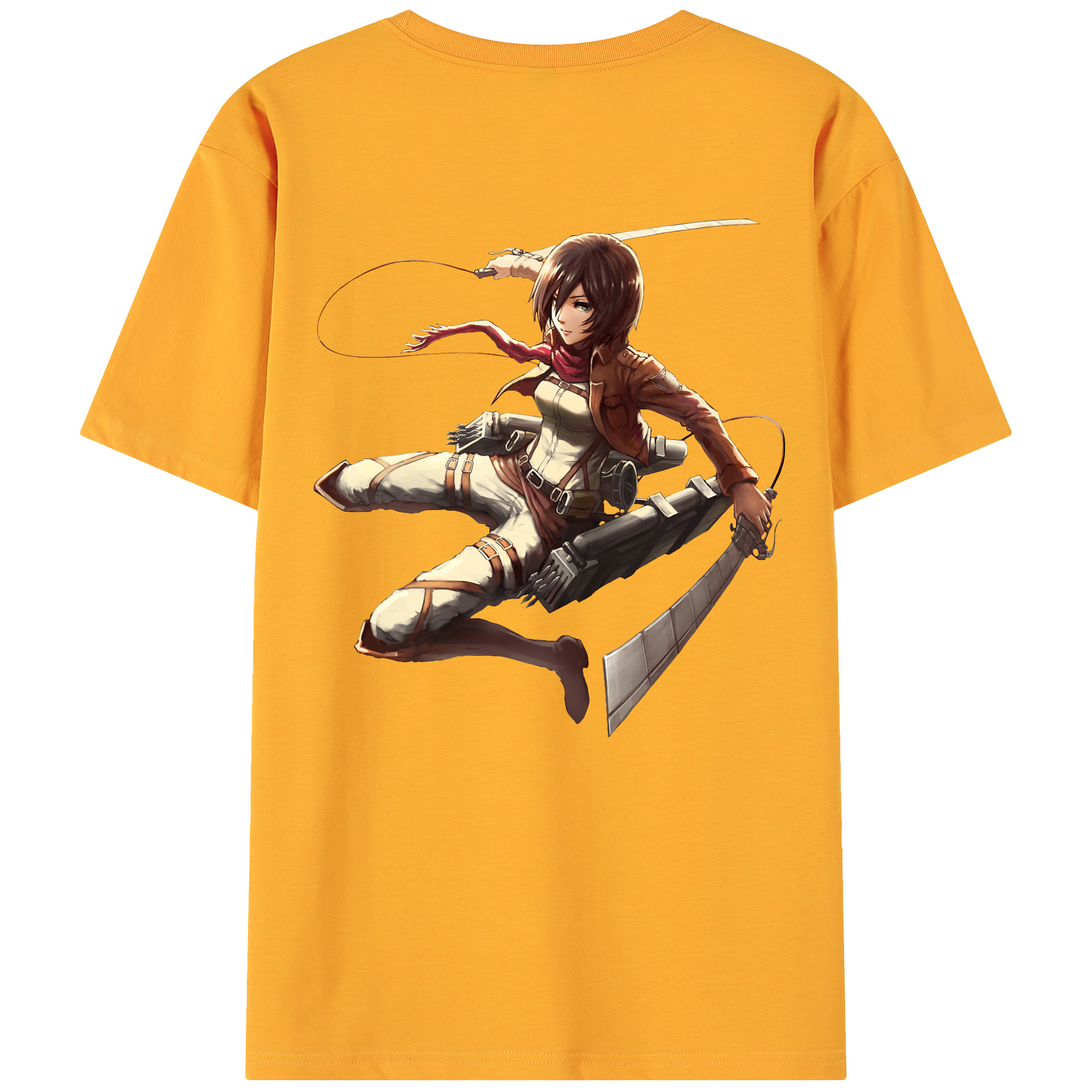 （画像用） 進撃の巨人 ミカサ·アッカーマン Attack on Titan Mikasa Ackerman 綿100％ メンズ半袖Tシャツ（バックプリント） 通気性