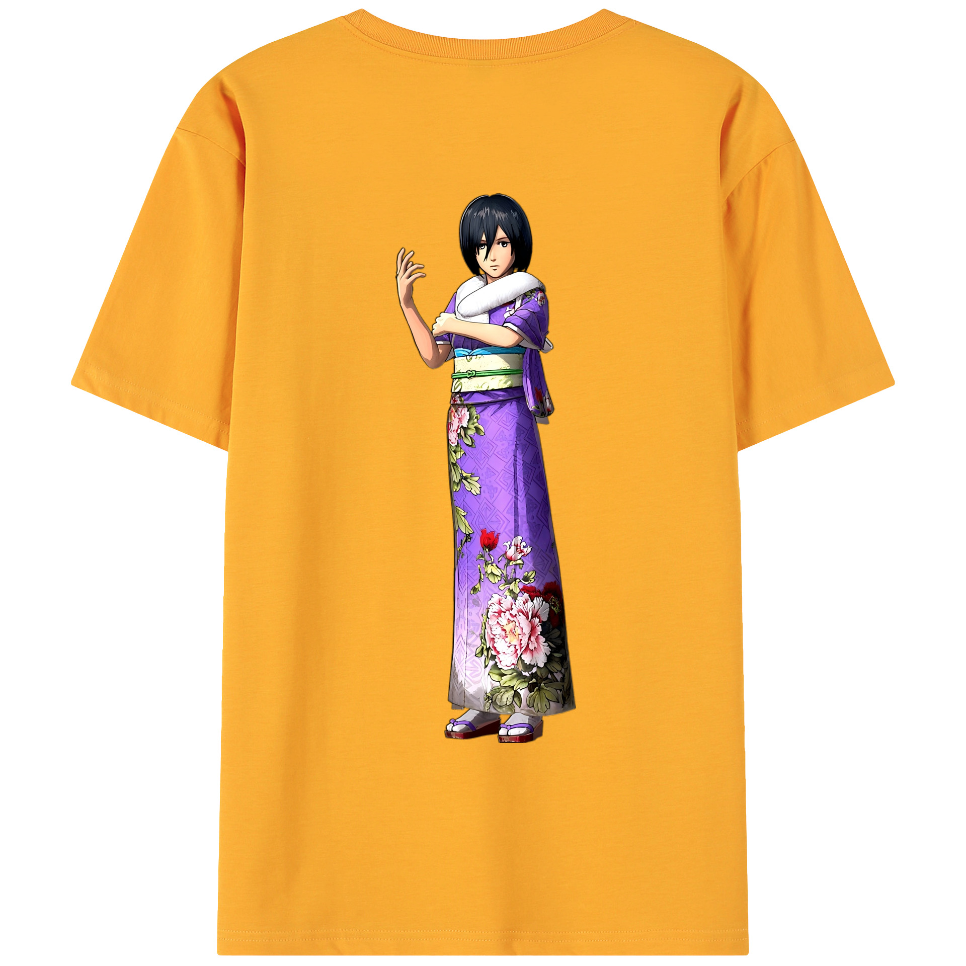 （画像用） 進撃の巨人 ミカサ·アッカーマン Attack on Titan Mikasa Ackerman 綿100％ メンズ半袖Tシャツ（バックプリント） 通気性