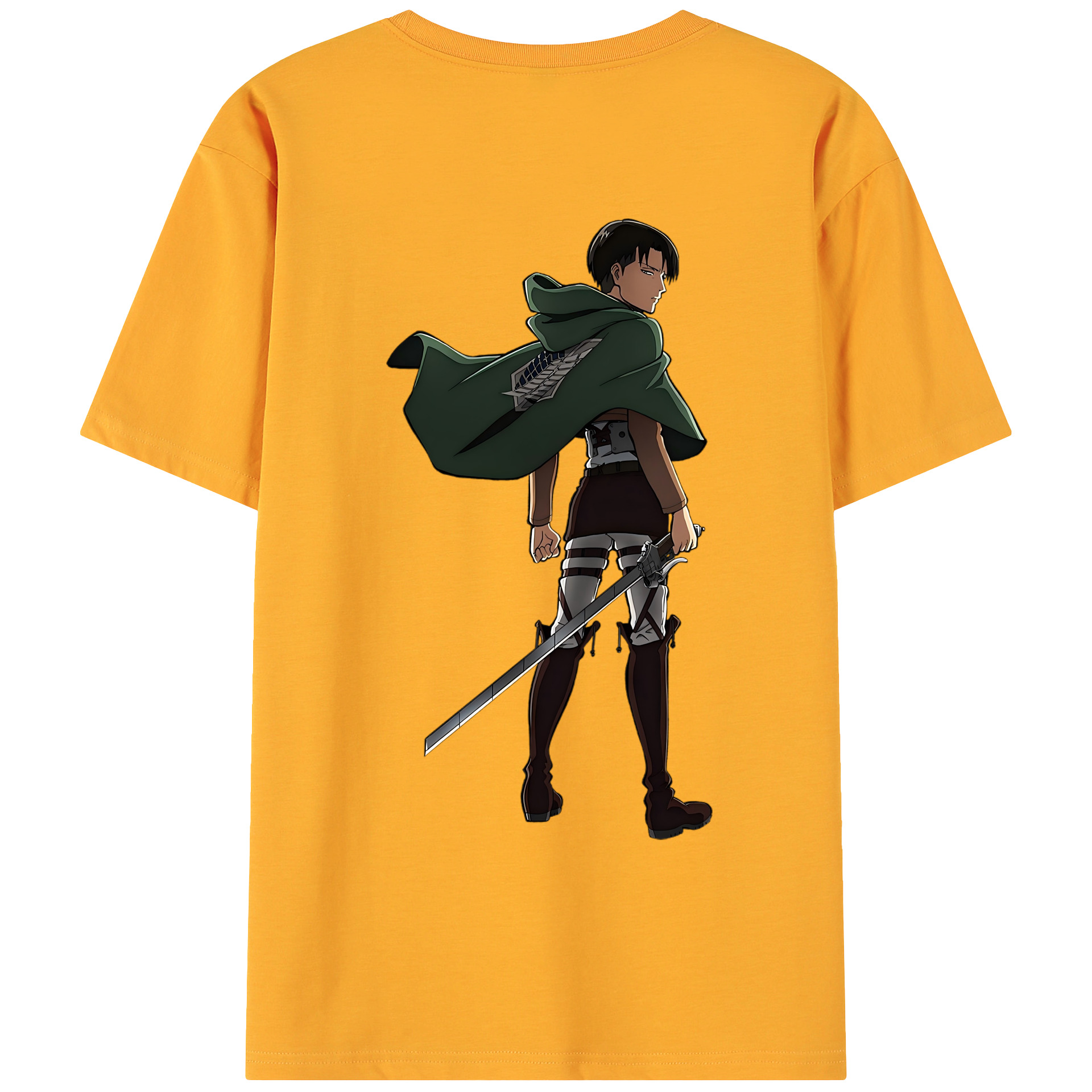 （画像用） 進撃の巨人 リヴァイ·アッカーマン Attack on Titan Levi Ackerman 綿100％ メンズ半袖Tシャツ（バックプリント） 通気性