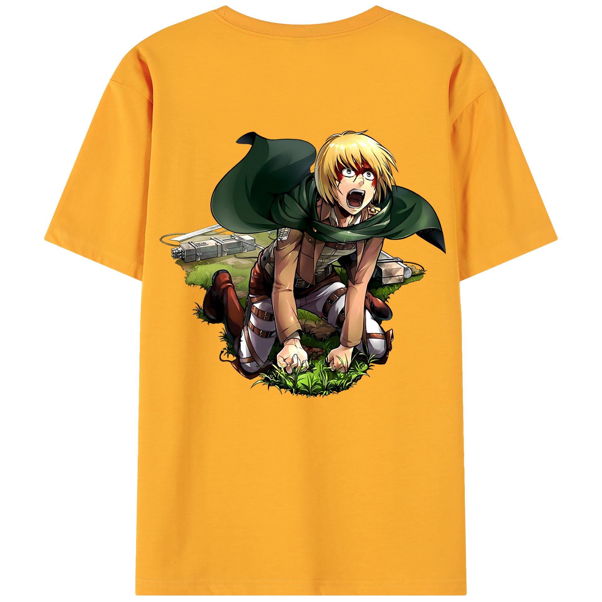 （画像用） 進撃の巨人 アルミン·アルレルト Attack on Titan Armin Arlert 綿100％ メンズ半袖Tシャツ（バックプリント） 通気性