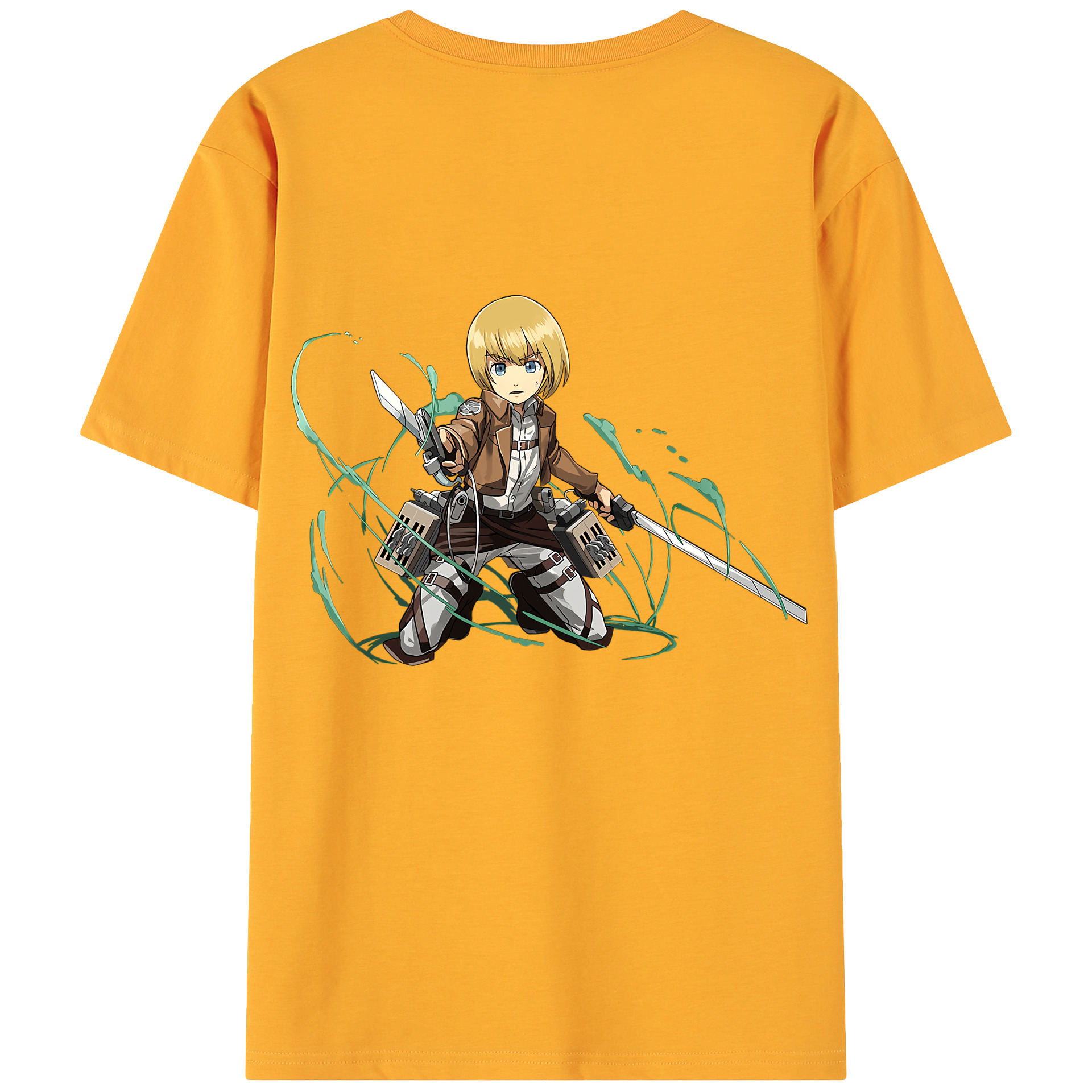 （画像用） 進撃の巨人 アルミン·アルレルト Attack on Titan Armin Arlert 綿100％ メンズ半袖Tシャツ（バックプリント） 通気性