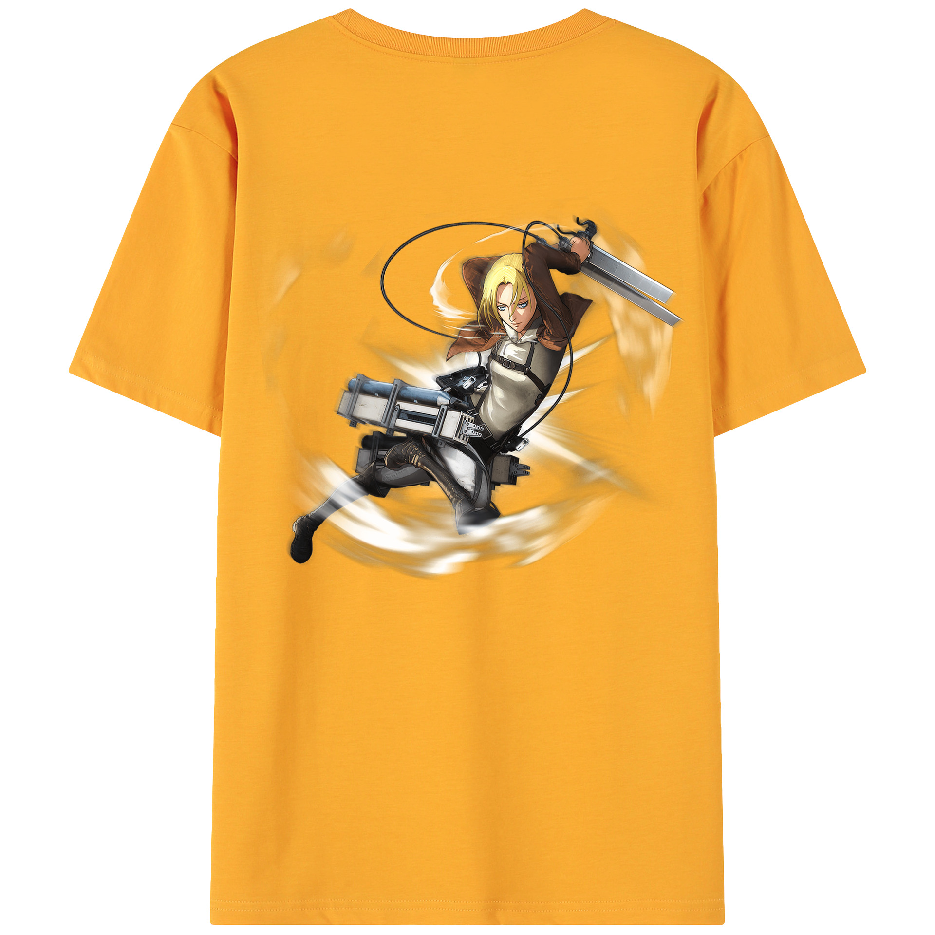 （画像用） 進撃の巨人 アニ・レオンハート Attack on Titan Annie Leonhart 綿100％ メンズ半袖Tシャツ（バックプリント） 通気性