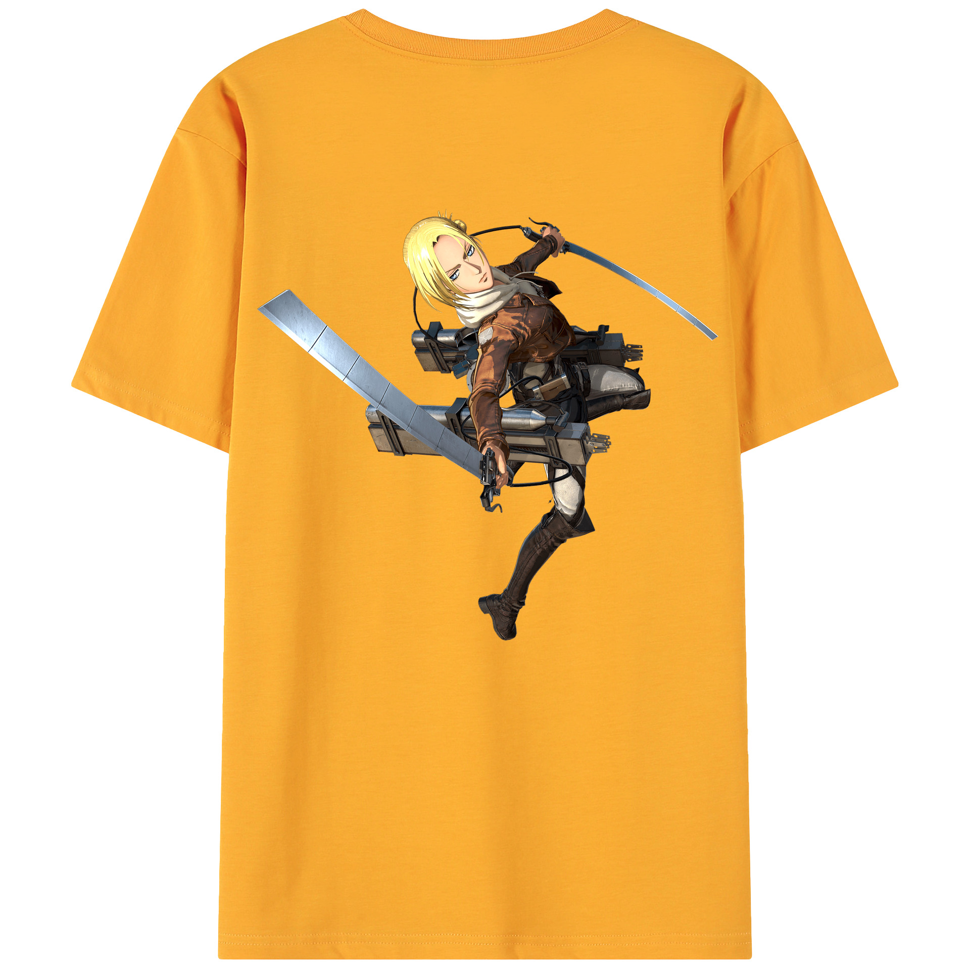 （画像用） 進撃の巨人 アニ・レオンハート Attack on Titan Annie Leonhart 綿100％ メンズ半袖Tシャツ（バックプリント） 通気性