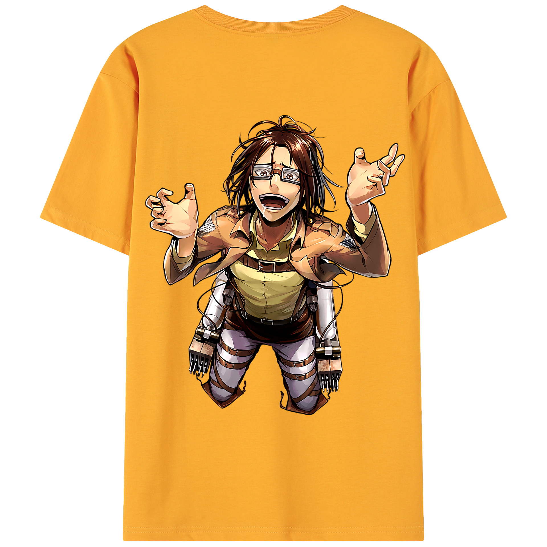 （画像用） 進撃の巨人 ハンジ·ゾエ Attack on Titan Hanji Zoe 綿100％ メンズ半袖Tシャツ（バックプリント） 通気性