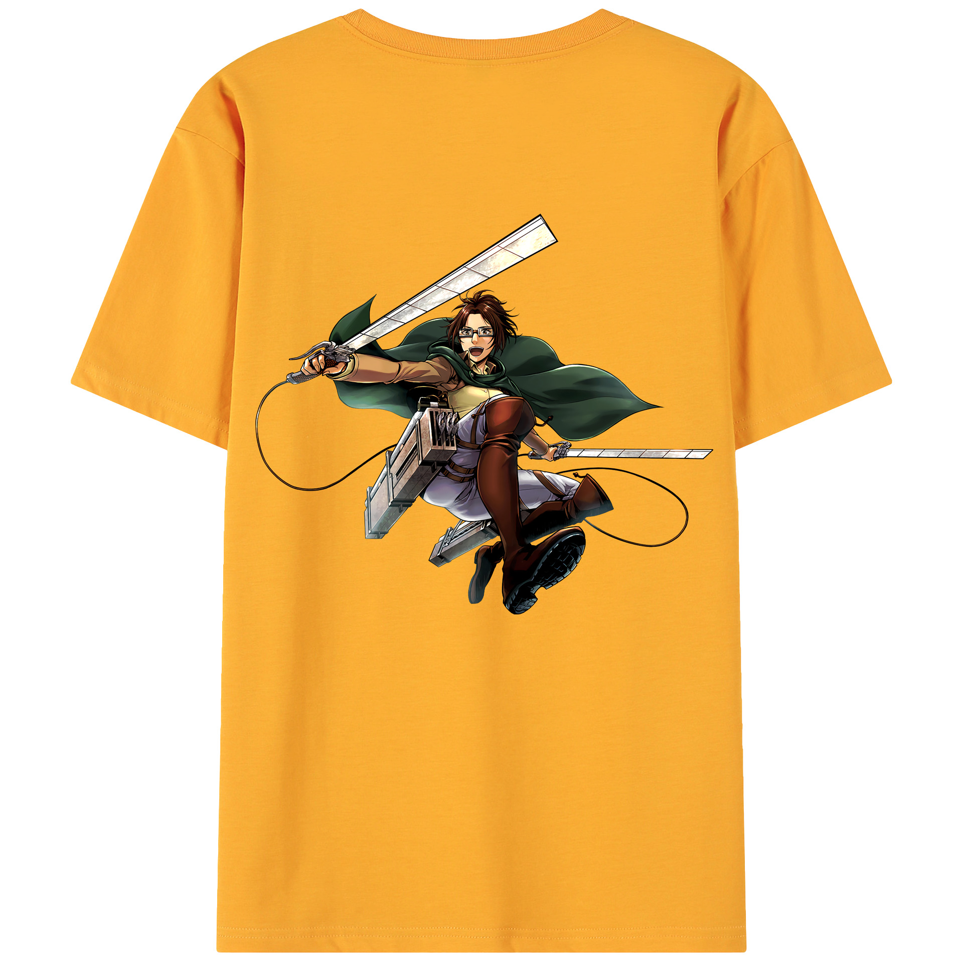 （画像用） 進撃の巨人 ハンジ·ゾエ Attack on Titan Hanji Zoe 綿100％ メンズ半袖Tシャツ（バックプリント） 通気性