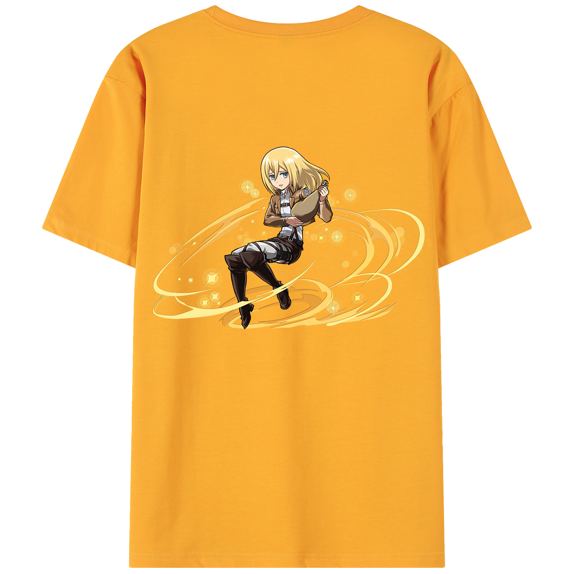 （画像用） 進撃の巨人 クリスタ·レンズ Attack on Titan Christa Lenz 綿100％ メンズ半袖Tシャツ（バックプリント） 通気性