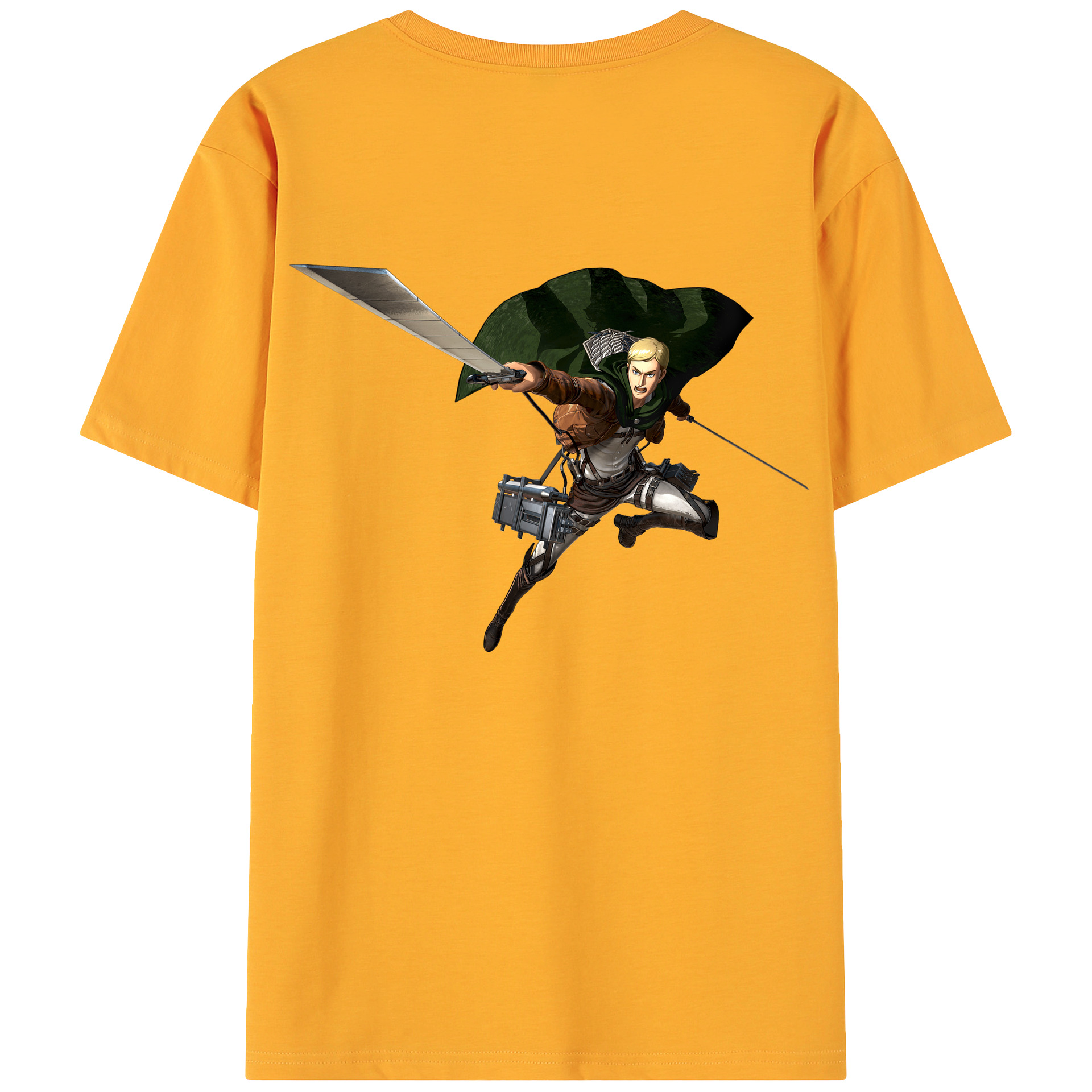 （画像用） 進撃の巨人 エルヴィン・スミス Attack on Titan Erwin Smith 綿100％ メンズ半袖Tシャツ（バックプリント） 通気性