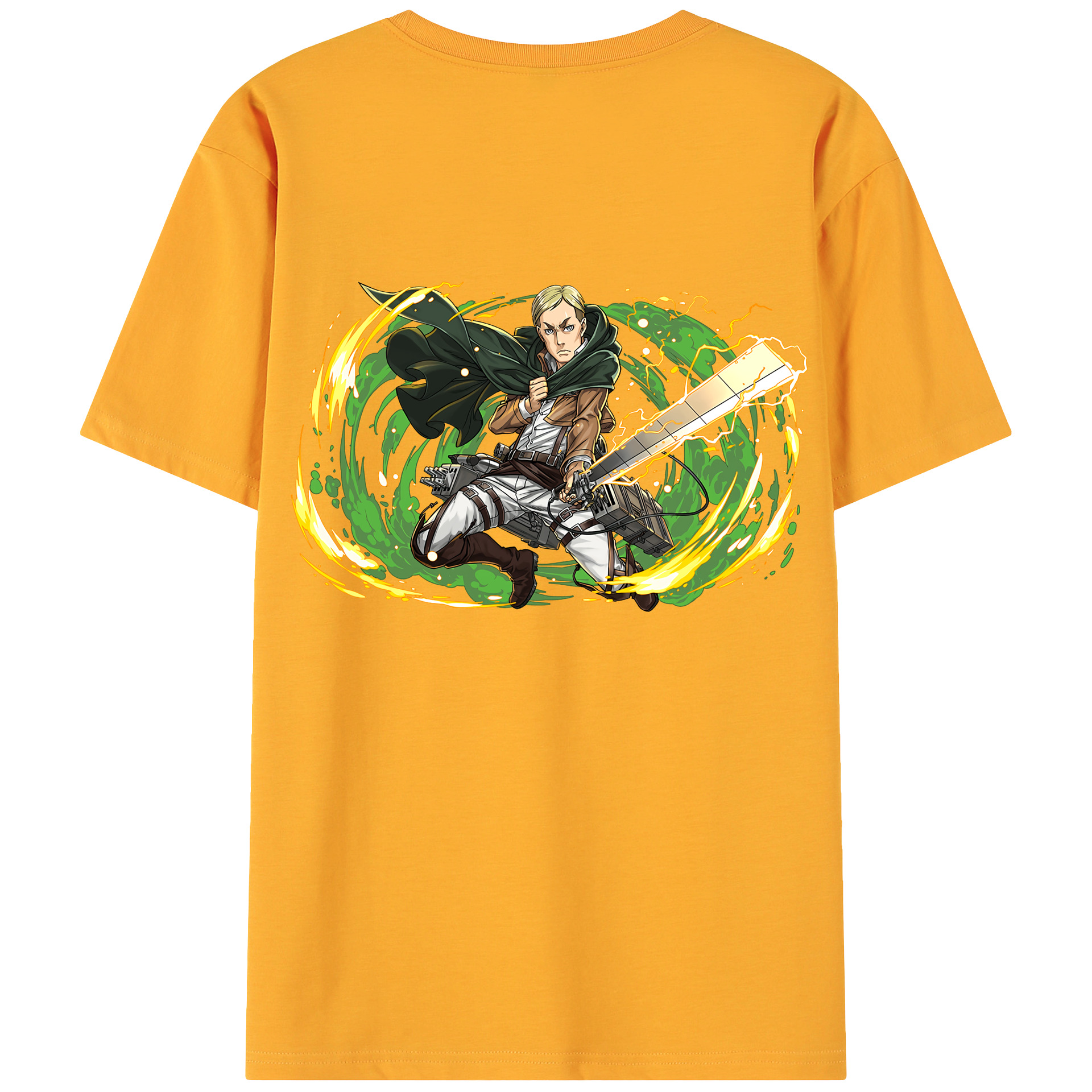 （画像用） 進撃の巨人 エルヴィン・スミス Attack on Titan Erwin Smith 綿100％ メンズ半袖Tシャツ（バックプリント） 通気性