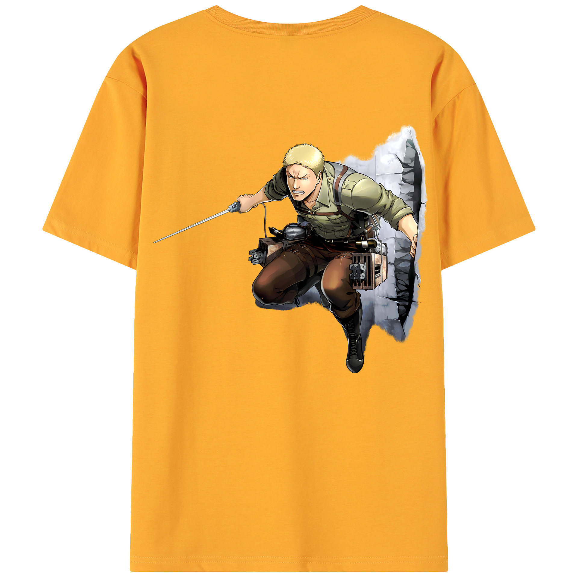 （画像用） 進撃の巨人 ライナー・ブラウン Attack on Titan Reiner Braun 綿100％ メンズ半袖Tシャツ（バックプリント） 通気性