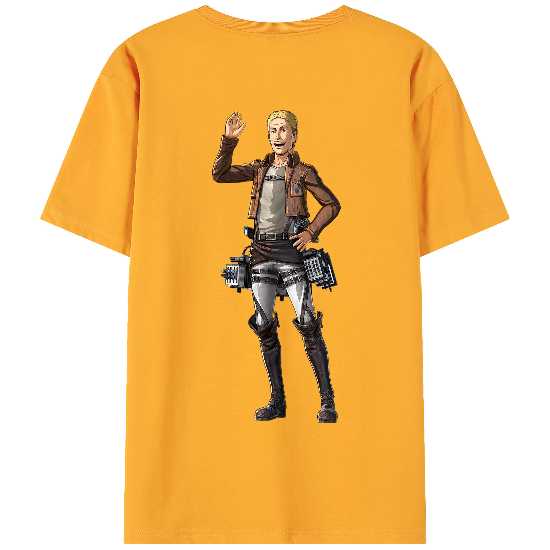 （画像用） 進撃の巨人 ハンネス Attack on Titan Hannes 綿100％ メンズ半袖Tシャツ（バックプリント） 通気性