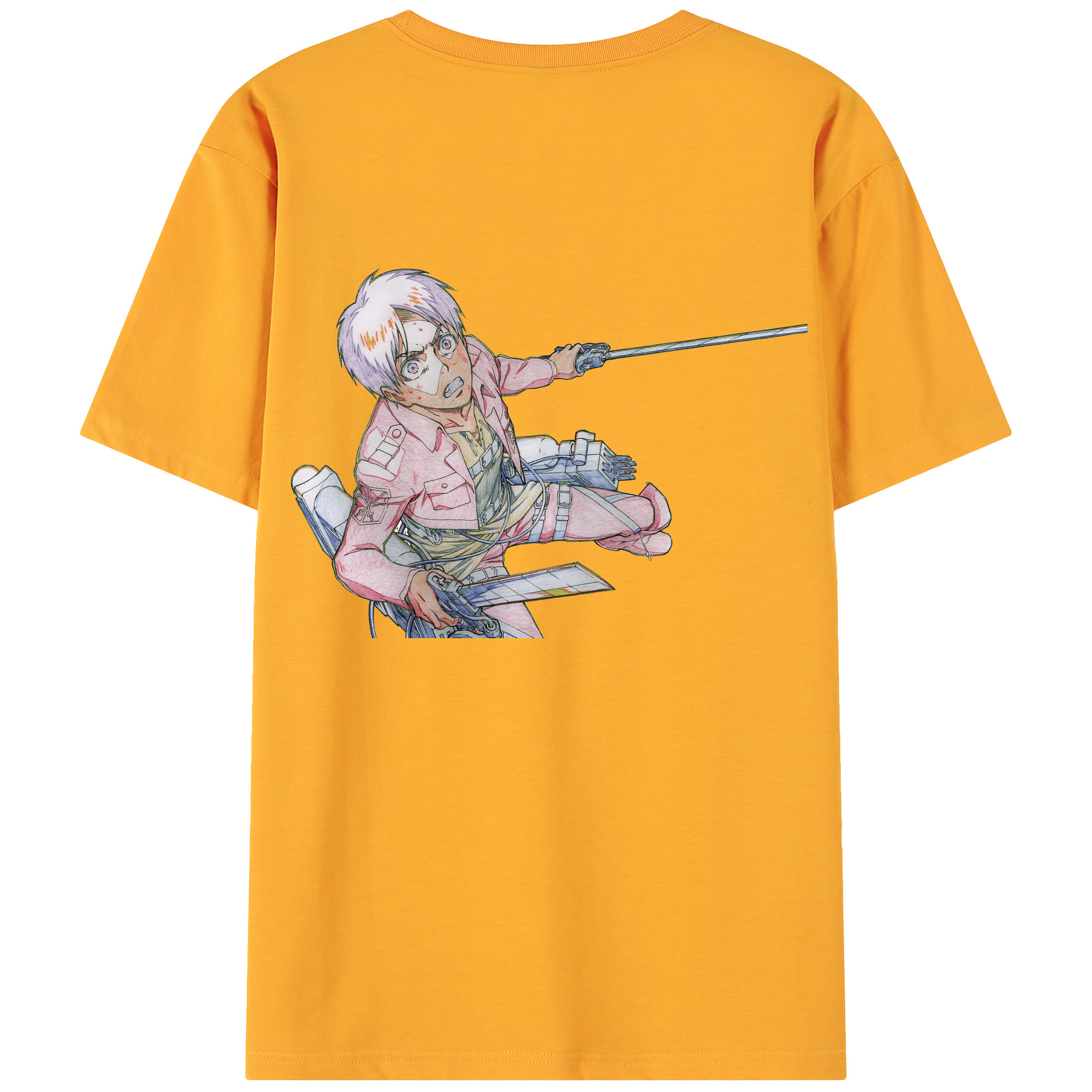 （画像用） 進撃の巨人 エレン･イェーガー Attack on Titan Eren Jäger 綿100％ メンズ半袖Tシャツ（バックプリント） 通気性
