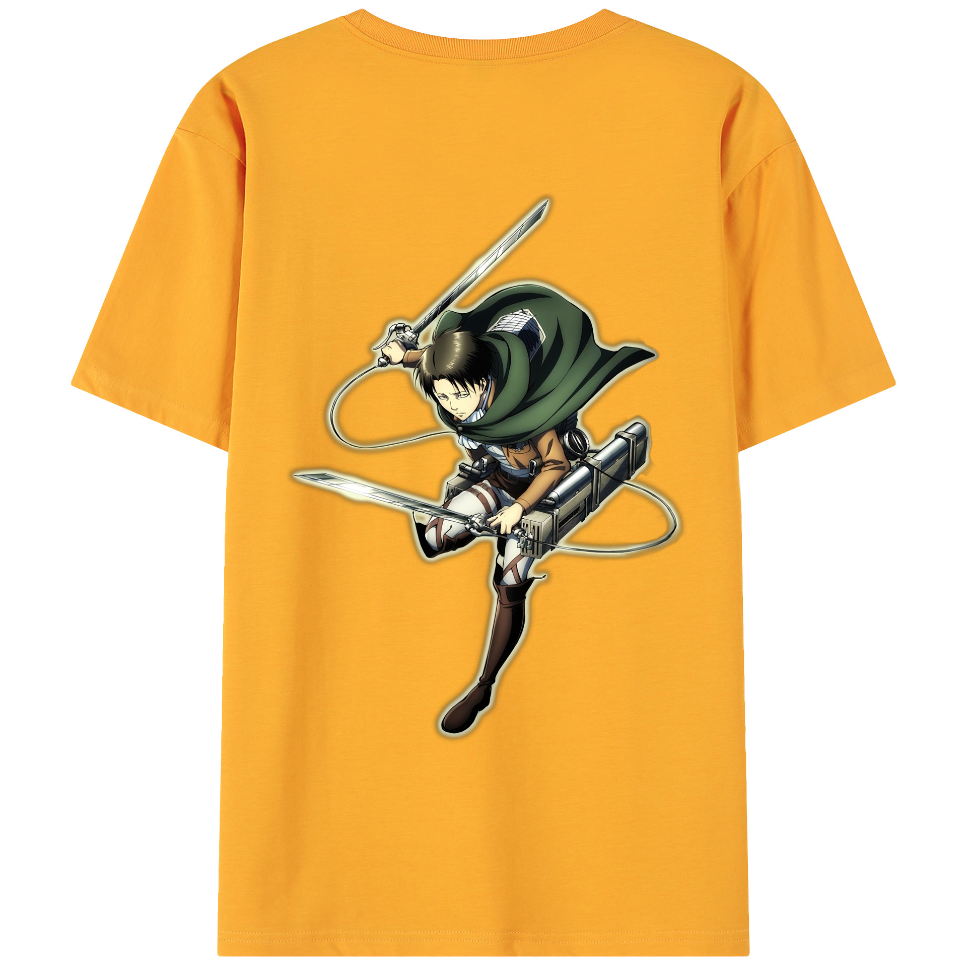 （画像用） 進撃の巨人 リヴァイ·アッカーマン Attack on Titan Levi Ackerman 綿100％ メンズ半袖Tシャツ（バックプリント） 通気性