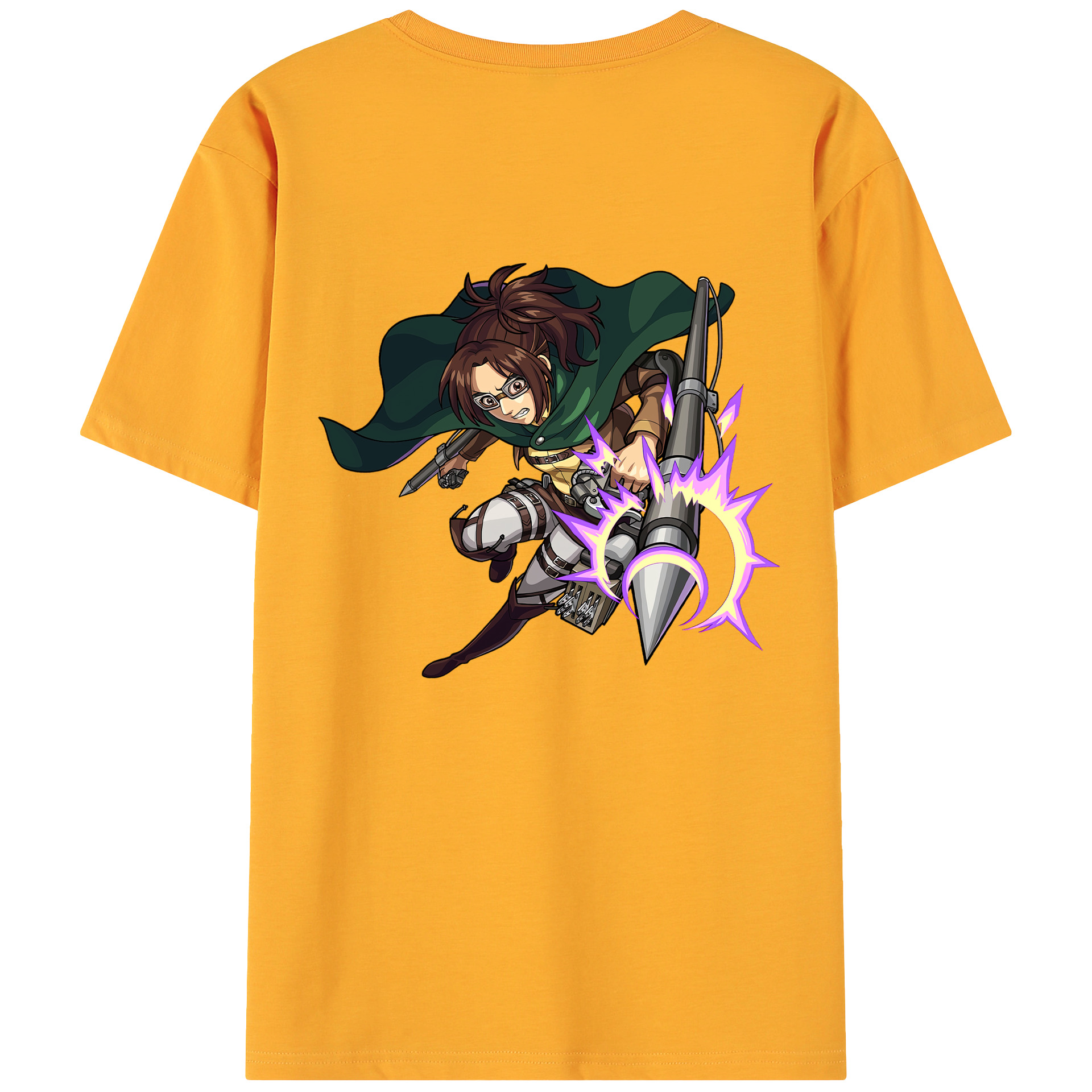 （画像用） 進撃の巨人 ハンジ·ゾエ Attack on Titan Hanji Zoe 綿100％ メンズ半袖Tシャツ（バックプリント） 通気性