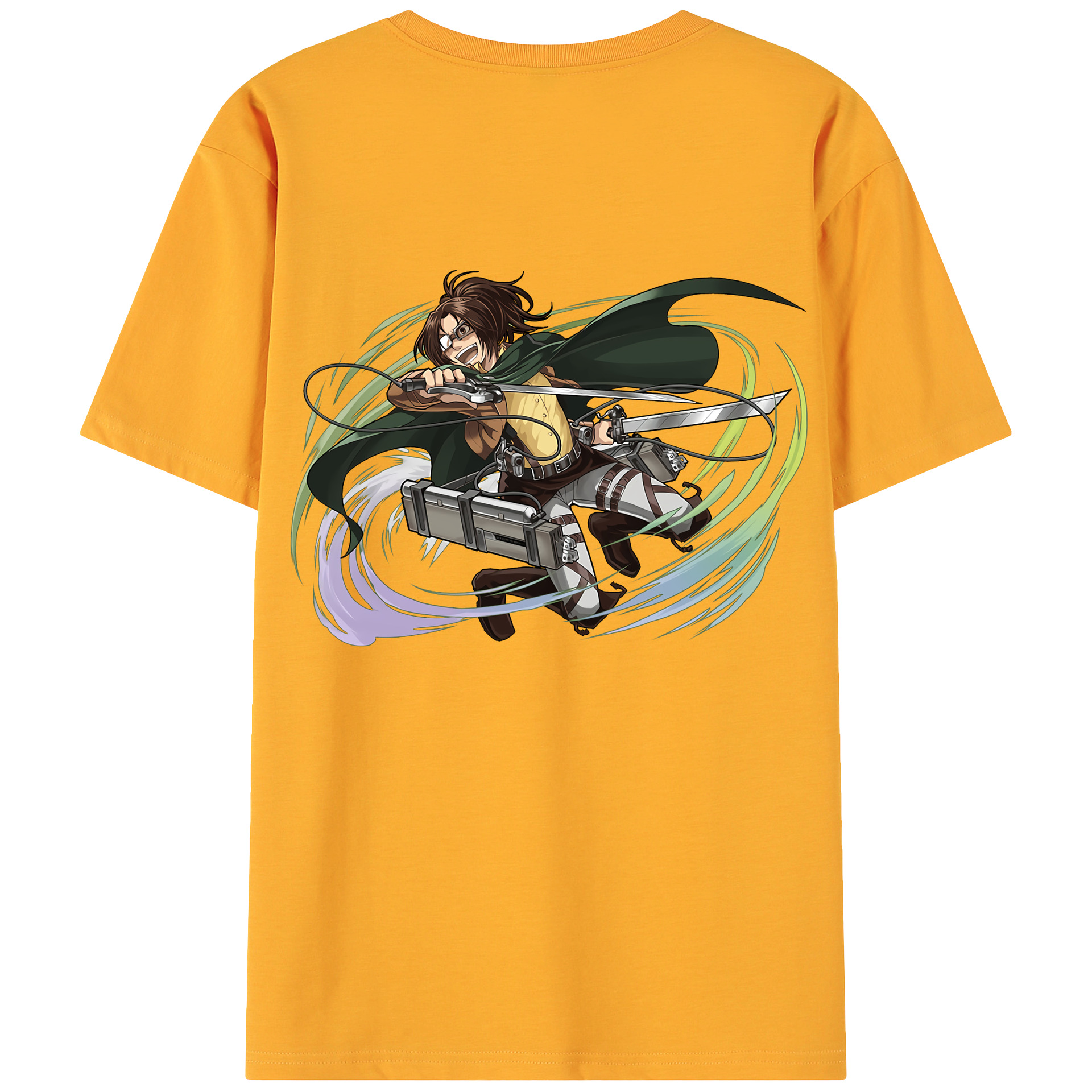 （画像用） 進撃の巨人 ハンジ·ゾエ Attack on Titan Hanji Zoe 綿100％ メンズ半袖Tシャツ（バックプリント） 通気性