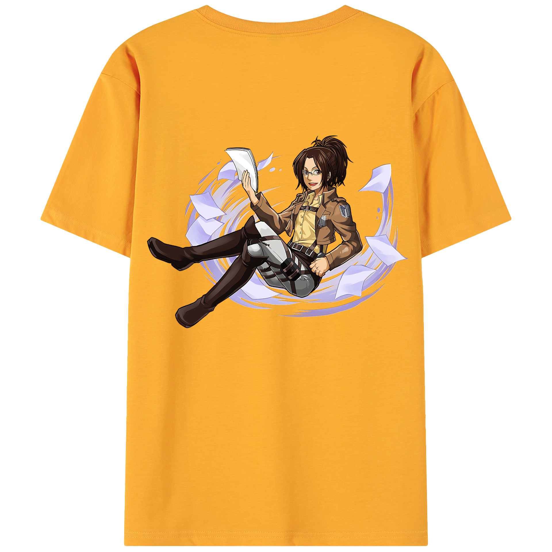 （画像用） 進撃の巨人 ハンジ·ゾエ Attack on Titan Hanji Zoe 綿100％ メンズ半袖Tシャツ（バックプリント） 通気性