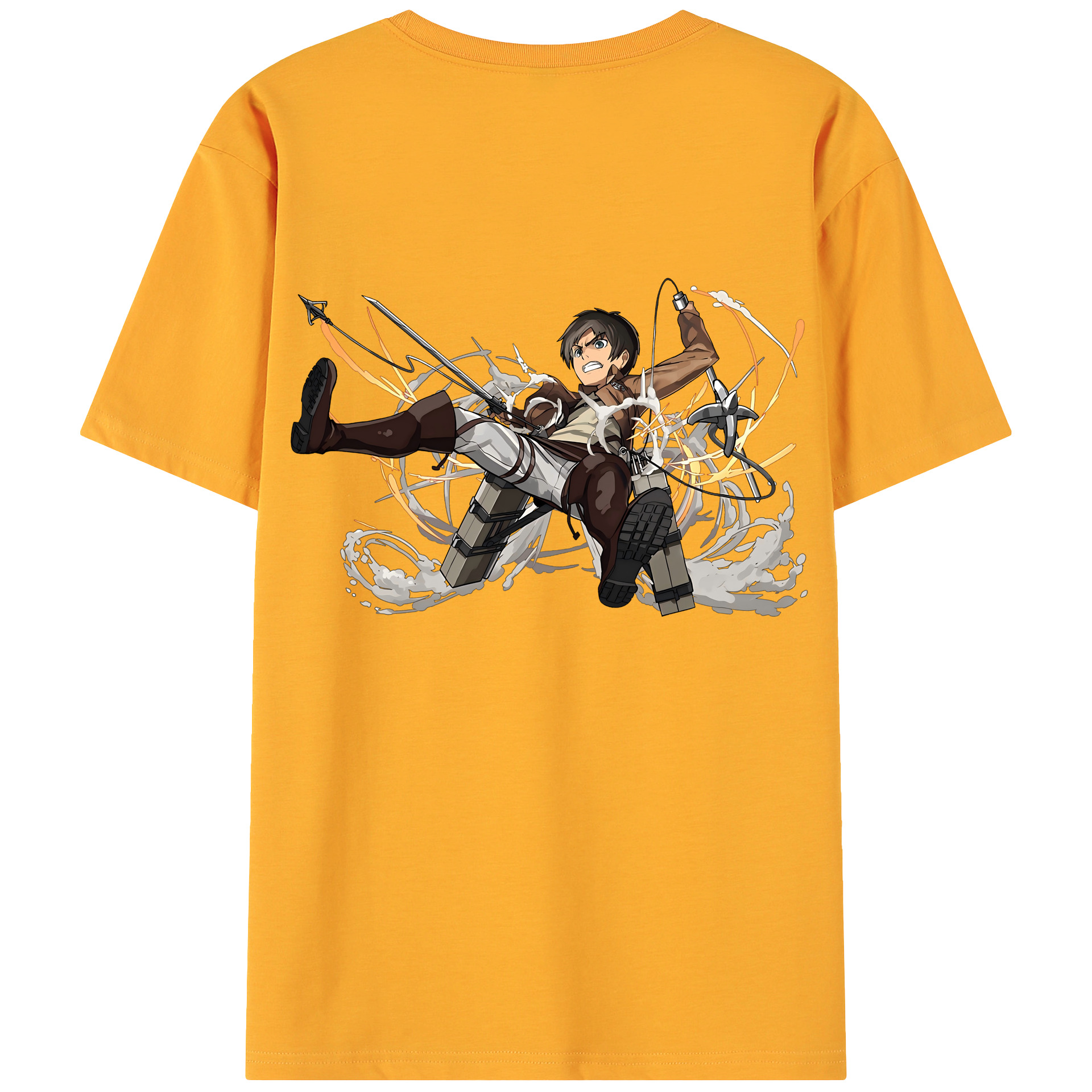 （画像用） 進撃の巨人 エレン･イェーガー Attack on Titan Eren Jäger 綿100％ メンズ半袖Tシャツ（バックプリント） 通気性