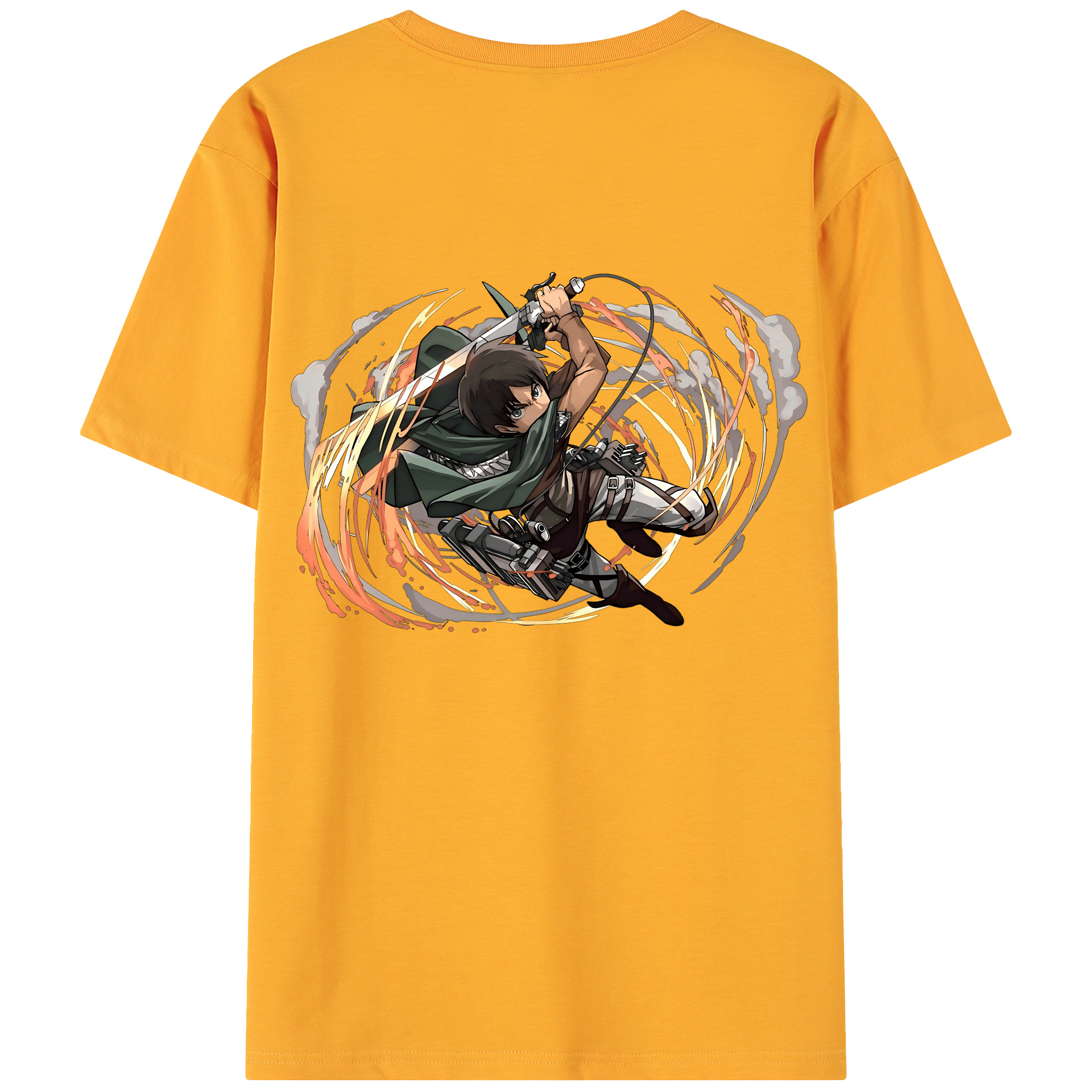 （画像用） 進撃の巨人 エレン･イェーガー Attack on Titan Eren Jäger 綿100％ メンズ半袖Tシャツ（バックプリント） 通気性