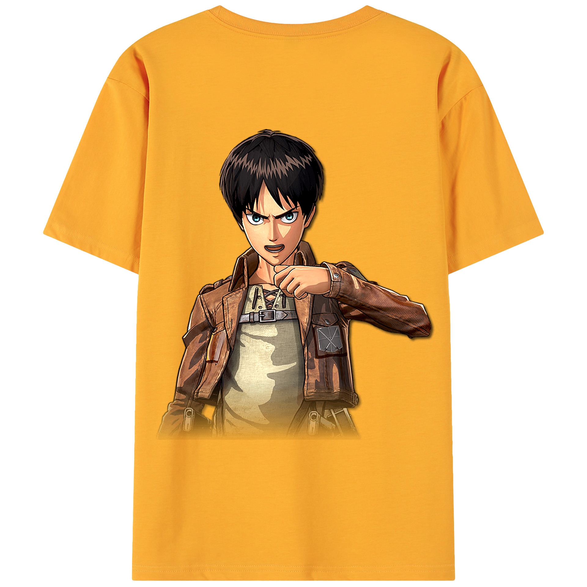 （画像用） 進撃の巨人 エレン･イェーガー Attack on Titan Eren Jäger 綿100％ メンズ半袖Tシャツ（バックプリント） 通気性