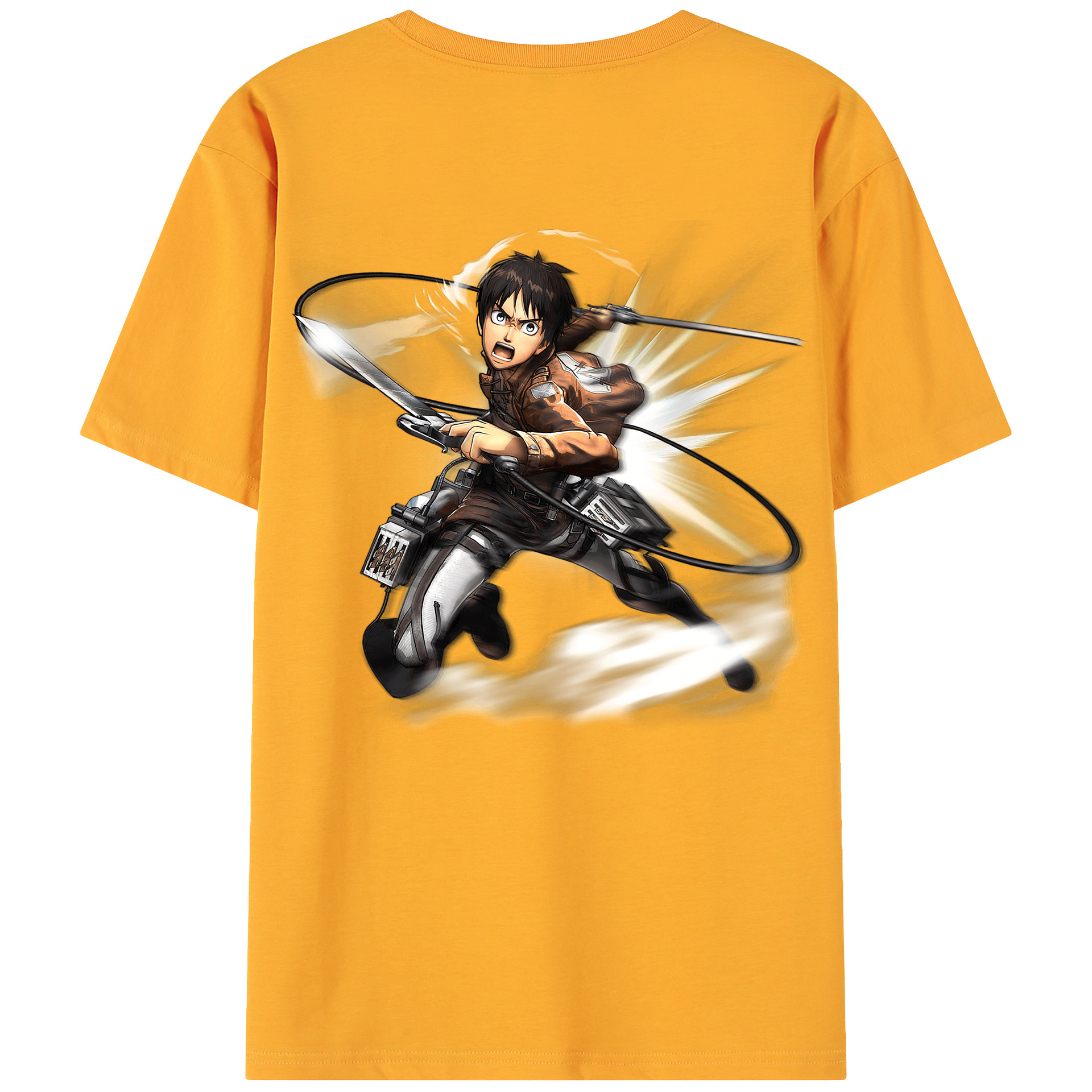 （画像用） 進撃の巨人 エレン･イェーガー Attack on Titan Eren Jäger 綿100％ メンズ半袖Tシャツ（バックプリント） 通気性