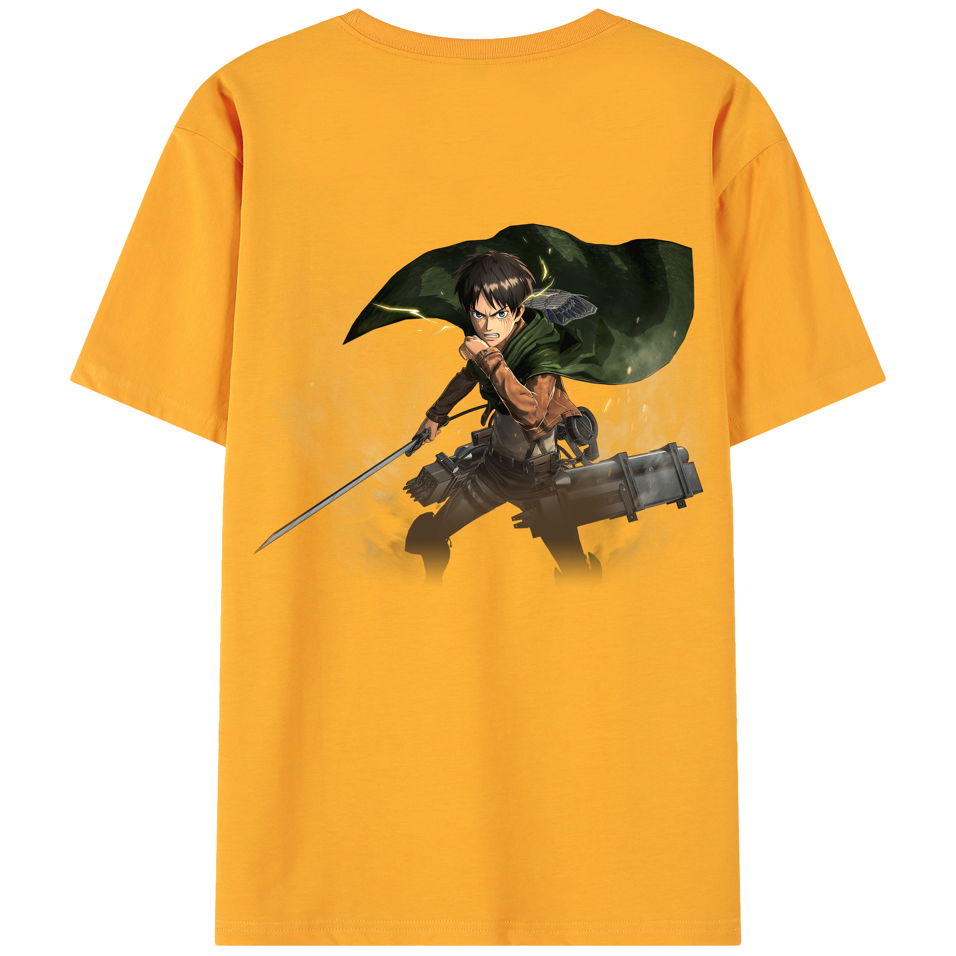 （画像用） 進撃の巨人 エレン･イェーガー Attack on Titan Eren Jäger 綿100％ メンズ半袖Tシャツ（バックプリント） 通気性