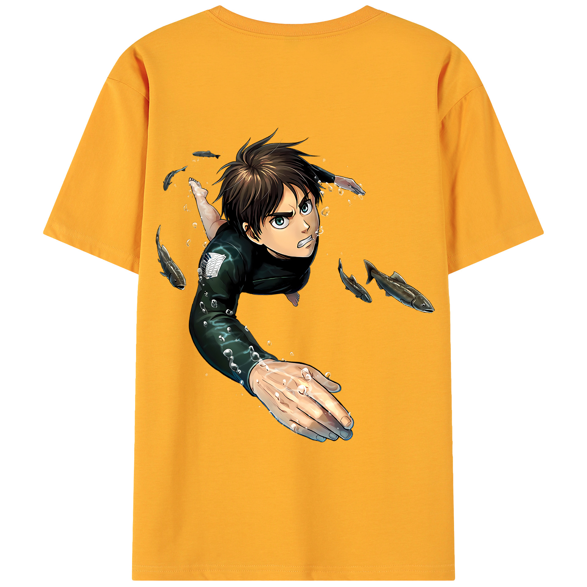 （画像用） 進撃の巨人 エレン･イェーガー Attack on Titan Eren Jäger 綿100％ メンズ半袖Tシャツ（バックプリント） 通気性