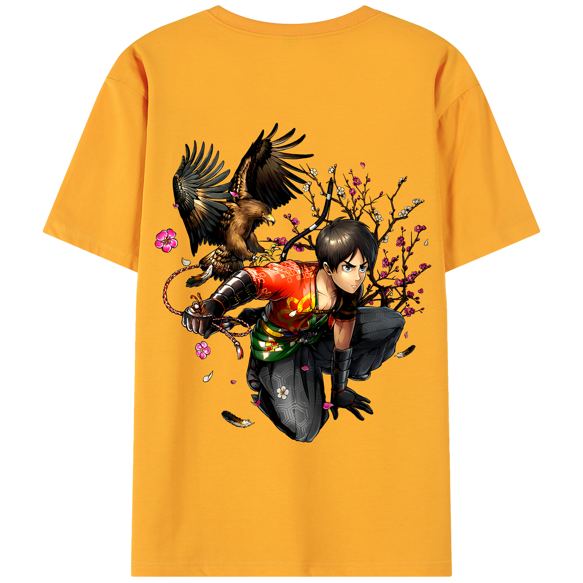 （画像用） 進撃の巨人 エレン･イェーガー Attack on Titan Eren Jäger 綿100％ メンズ半袖Tシャツ（バックプリント） 通気性