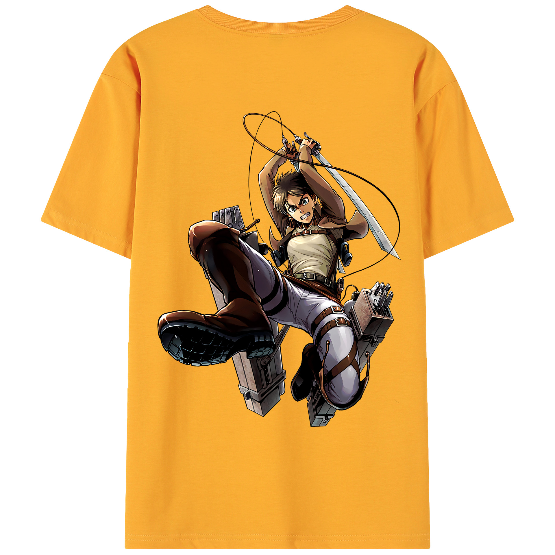 （画像用） 進撃の巨人 エレン･イェーガー Attack on Titan Eren Jäger 綿100％ メンズ半袖Tシャツ（バックプリント） 通気性