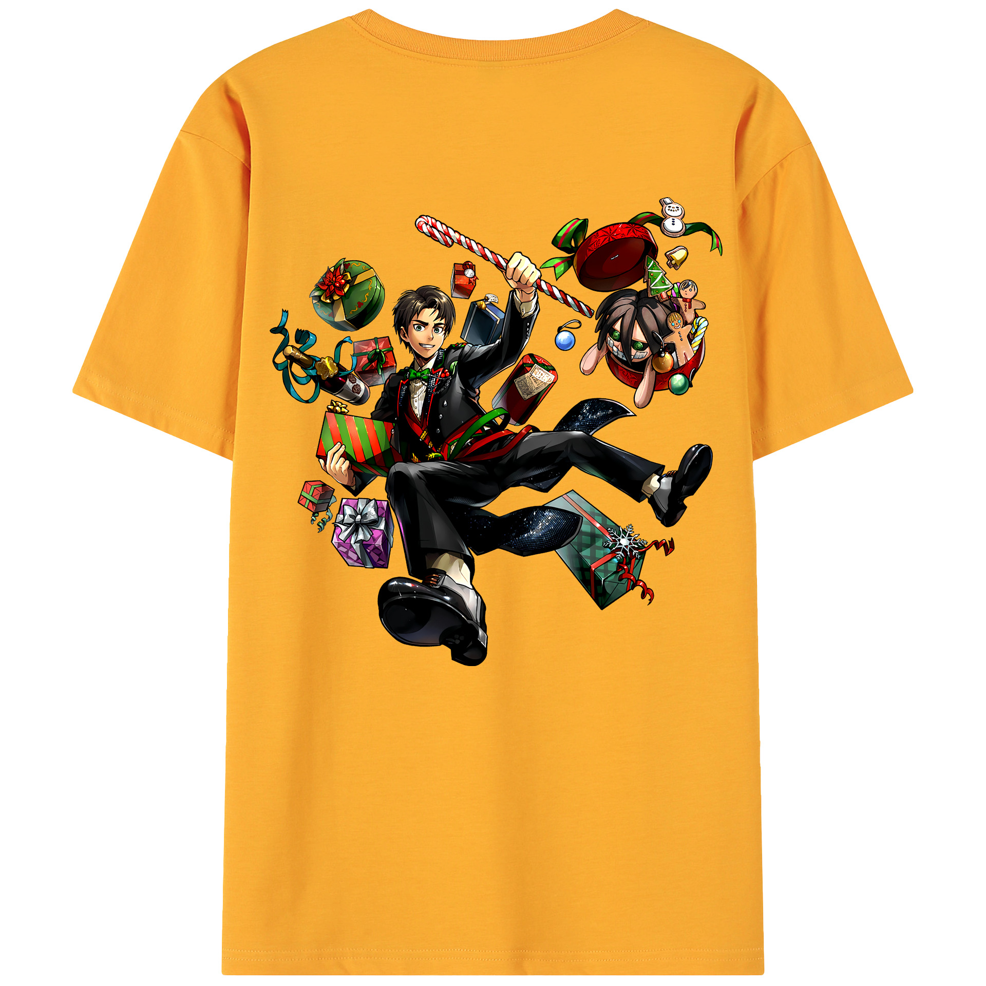 （画像用） 進撃の巨人 エレン･イェーガー Attack on Titan Eren Jäger 綿100％ メンズ半袖Tシャツ（バックプリント） 通気性